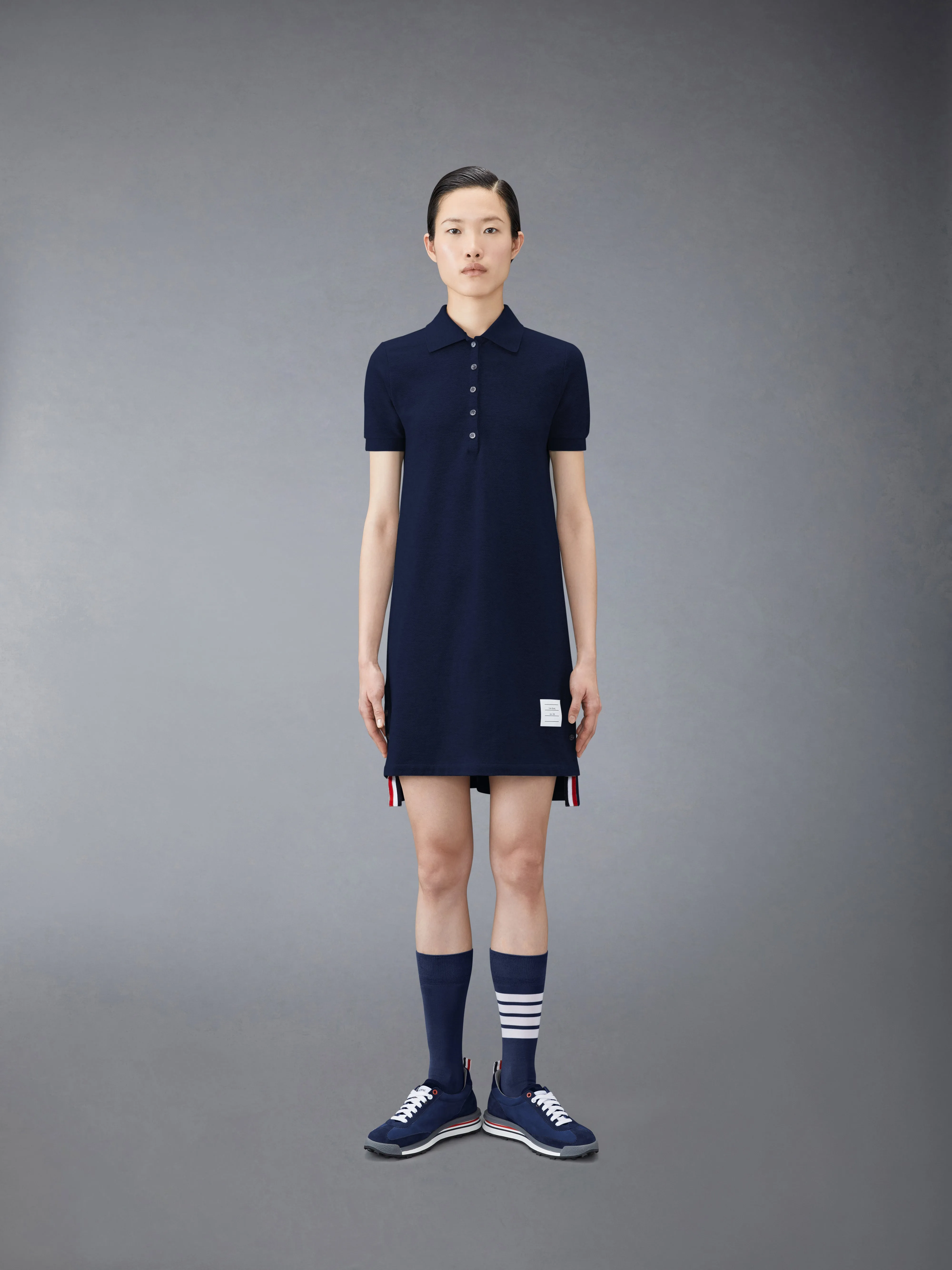 CLASSIC PIQUE STRIPE POLO DRESS sold by Thom Browne