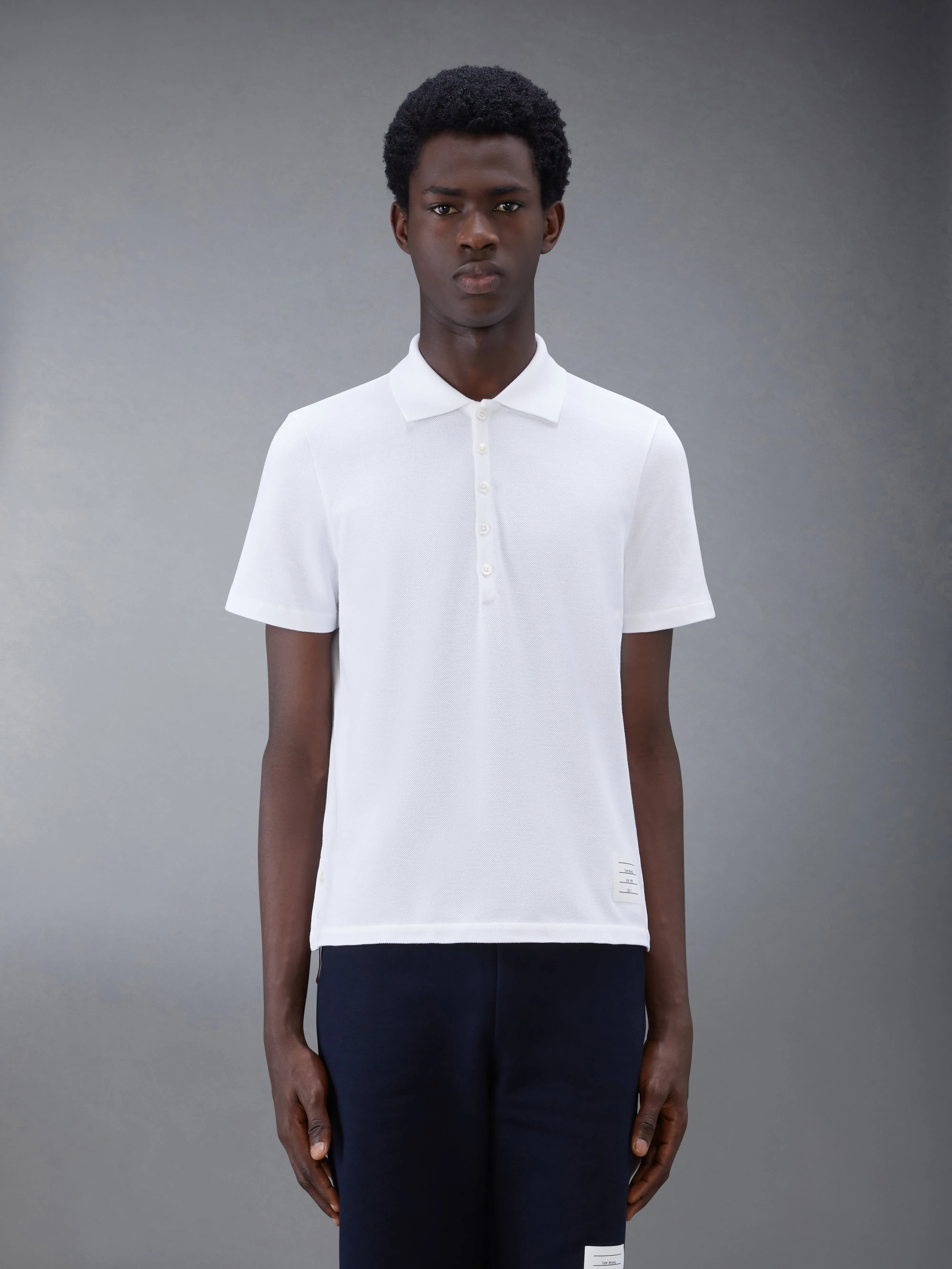 CLASSIC PIQUE STRIPE RELAXED POLO sold by Thom Browne
