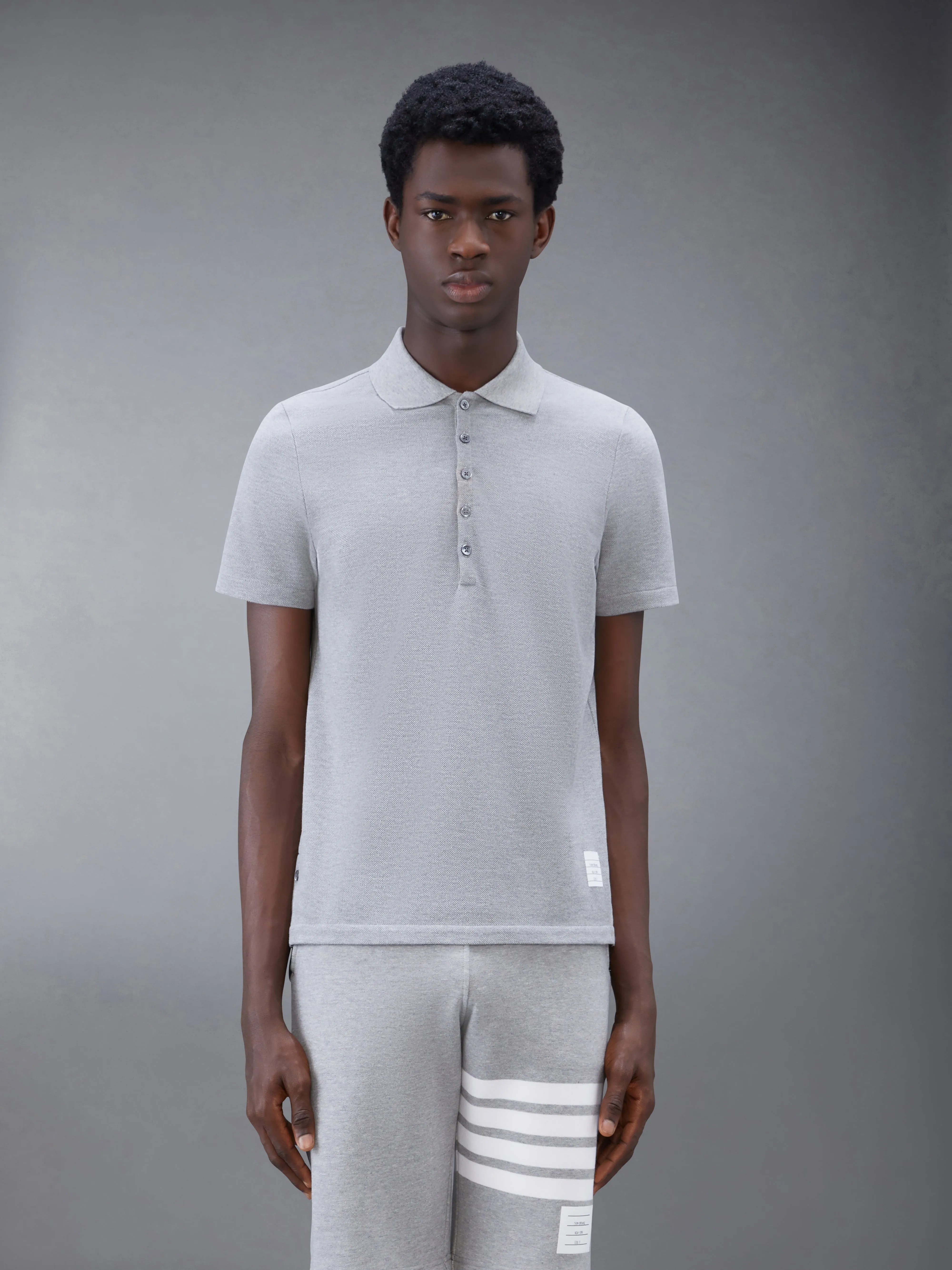 CLASSIC PIQUE STRIPE RELAXED POLO sold by Thom Browne