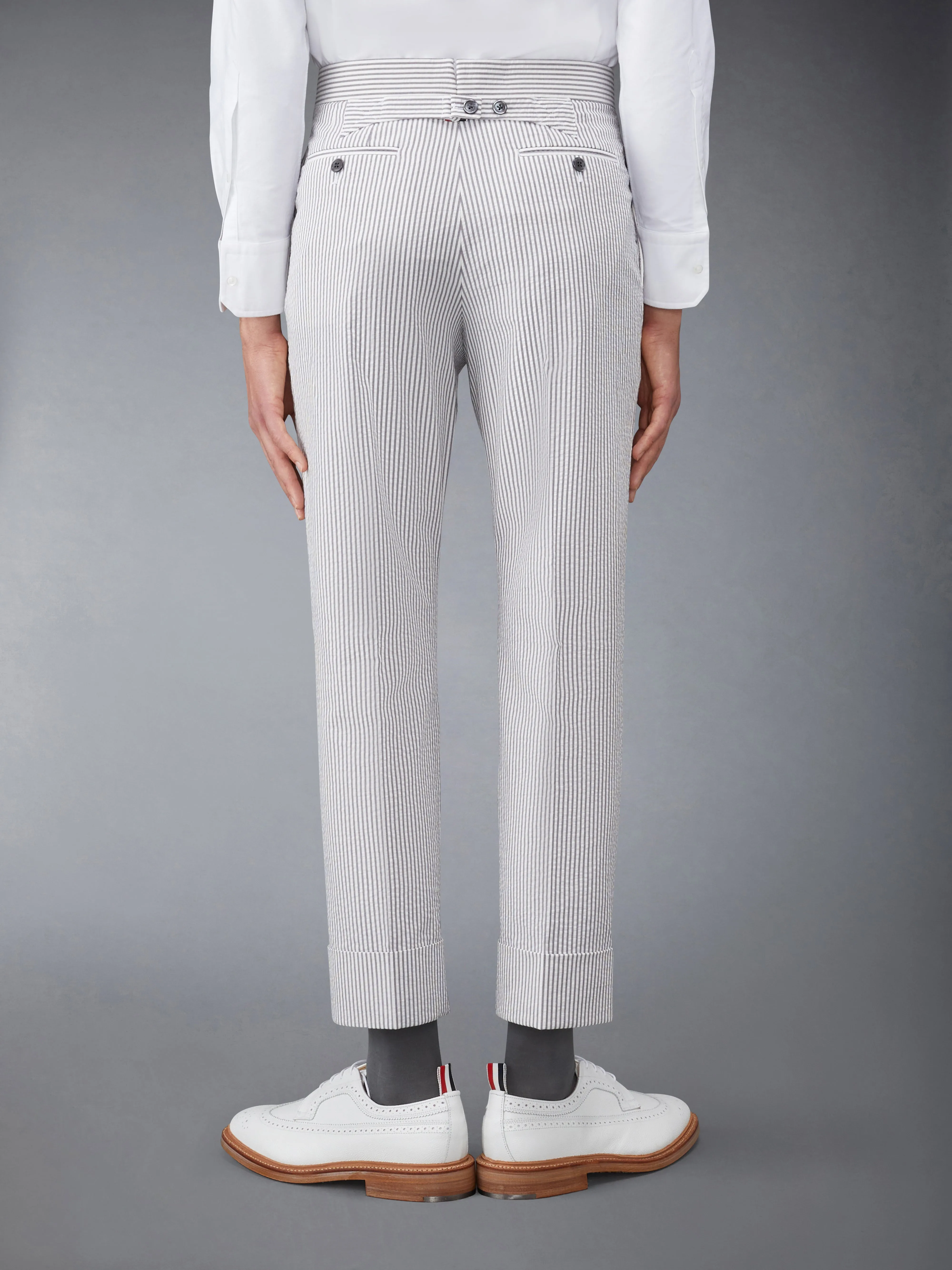 CLASSIC SEERSUCKER BACKSTRAP TROUSERS sold by Thom Browne product image thumbnail 2