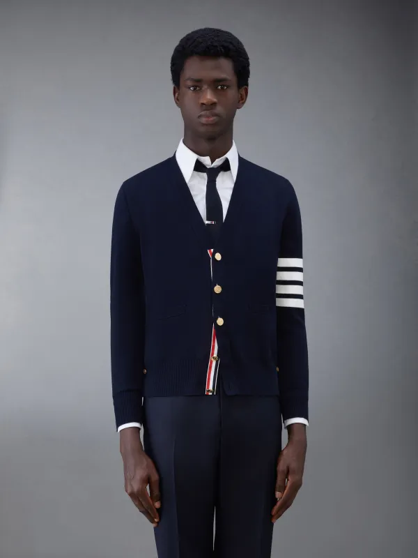 COTTON CREPE V-NECK CARDIGAN sold by Thom Browne
