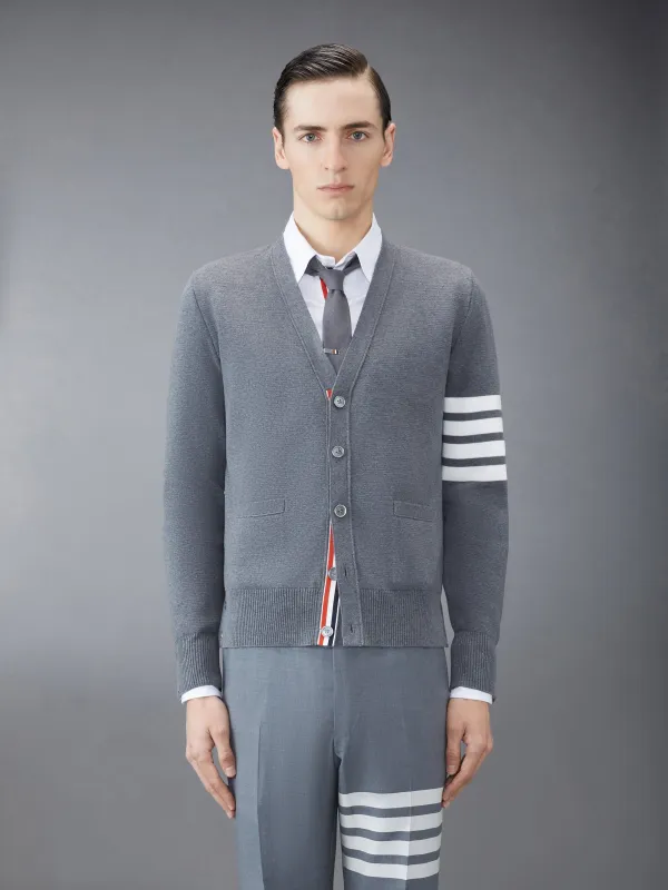 COTTON CREPE V-NECK CARDIGAN sold by Thom Browne