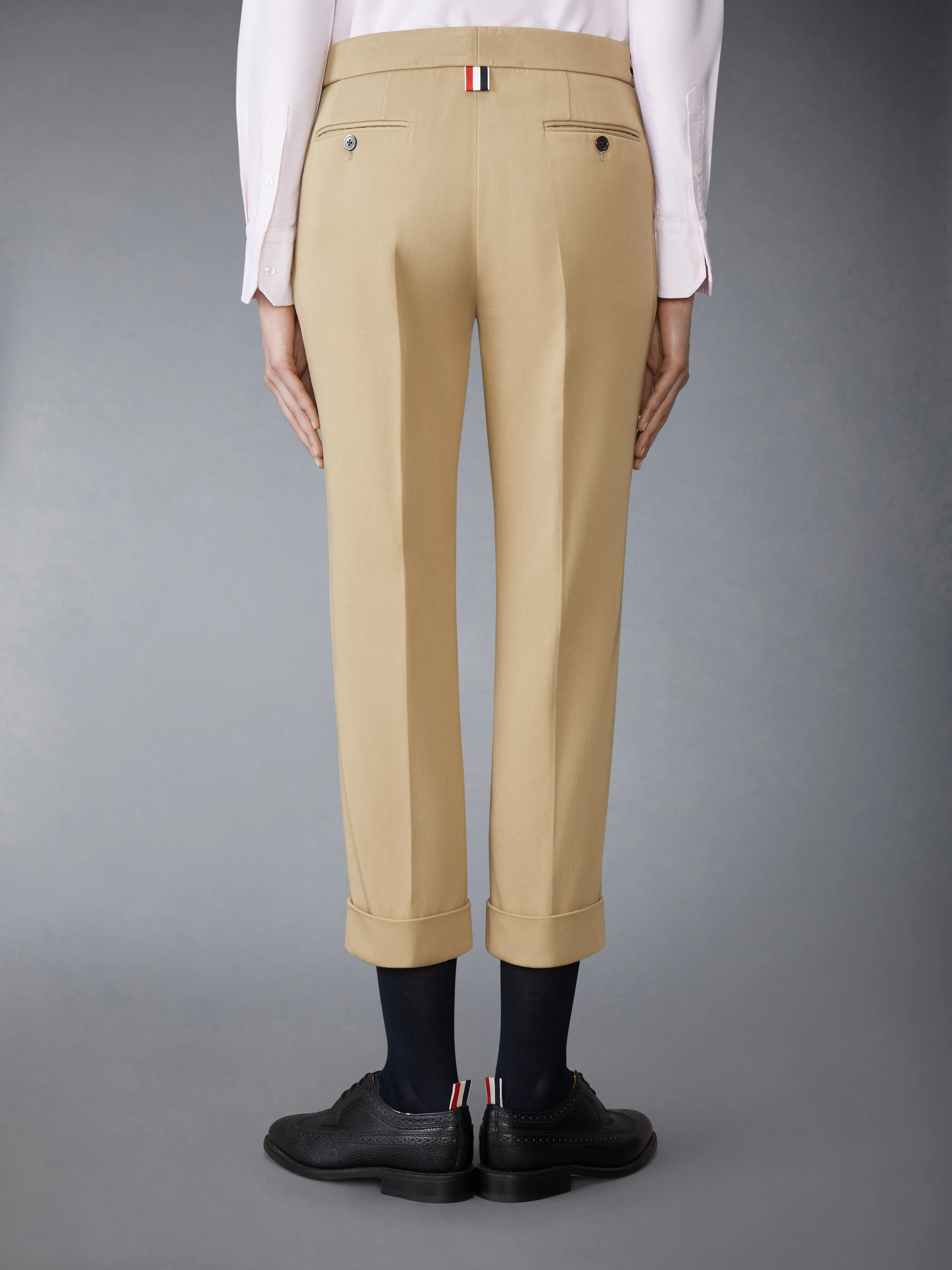 COTTON GABARDINE LOW RISE SLIM TROUSERS sold by Thom Browne product image thumbnail 2