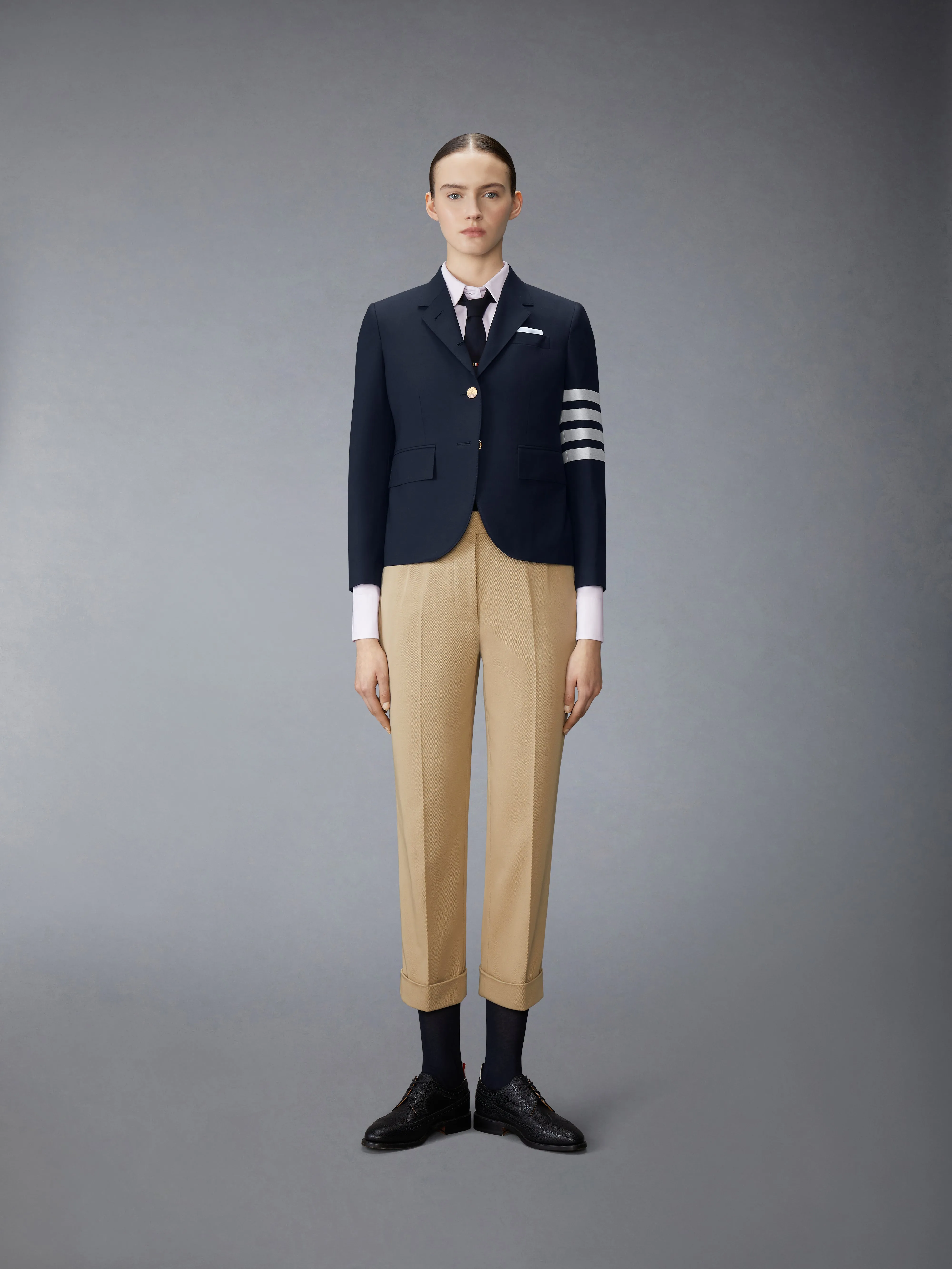 COTTON GABARDINE LOW RISE SLIM TROUSERS sold by Thom Browne product image thumbnail 3