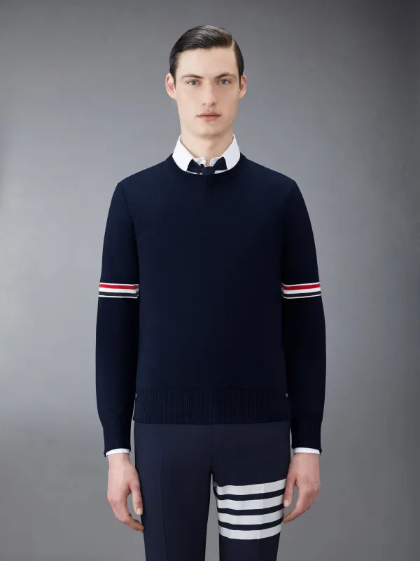 COTTON MILANO STITCH STRIPE PULLOVER sold by Thom Browne
