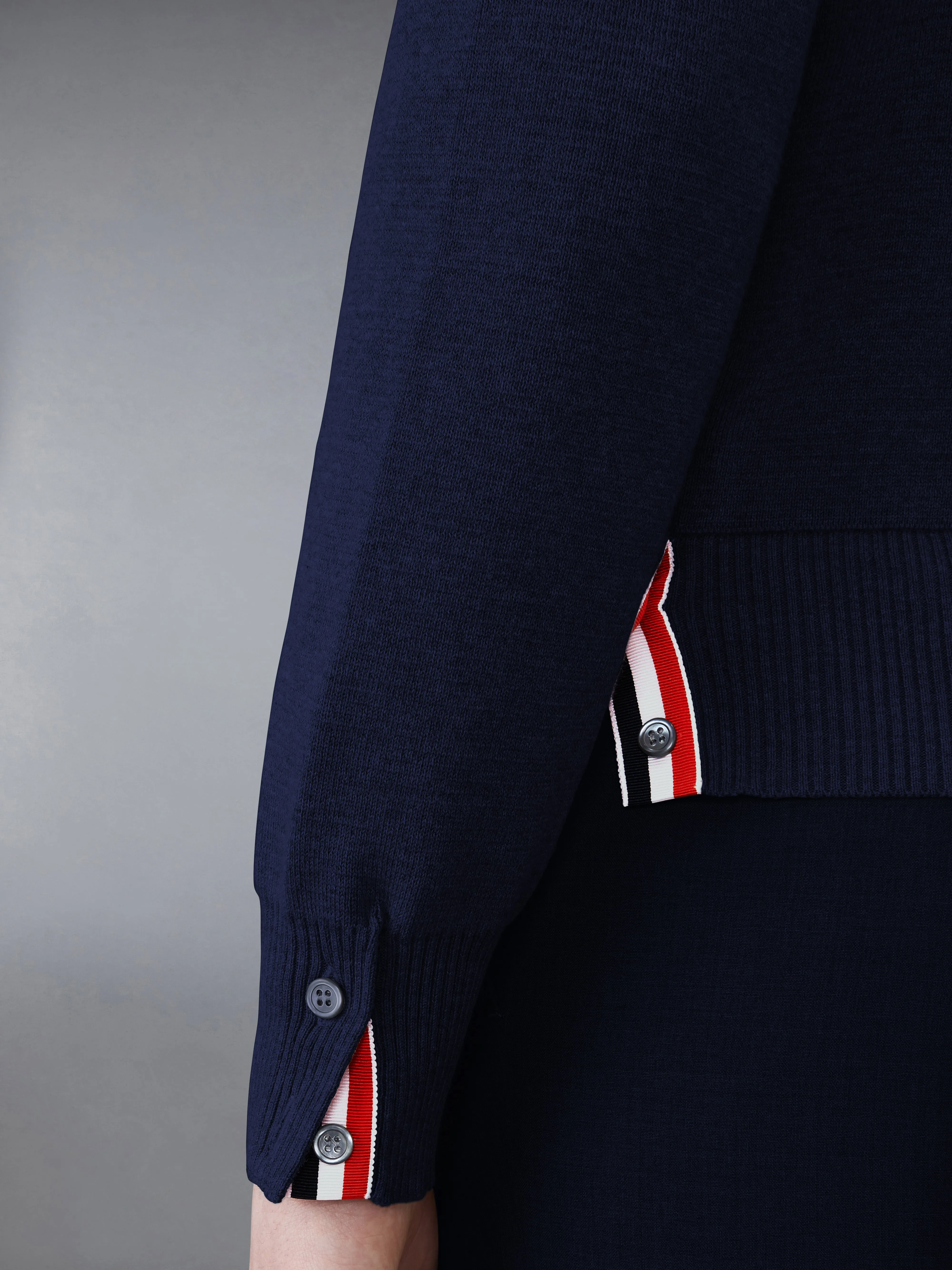 COTTON MILANO STITCH V-NECK CARDIGAN sold by Thom Browne product image thumbnail 4