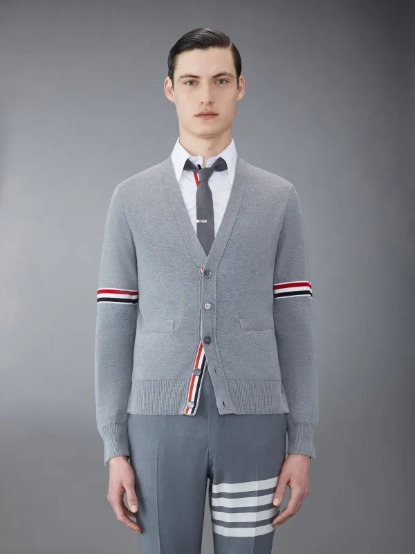 COTTON MILANO STITCH V-NECK CARDIGAN sold by Thom Browne