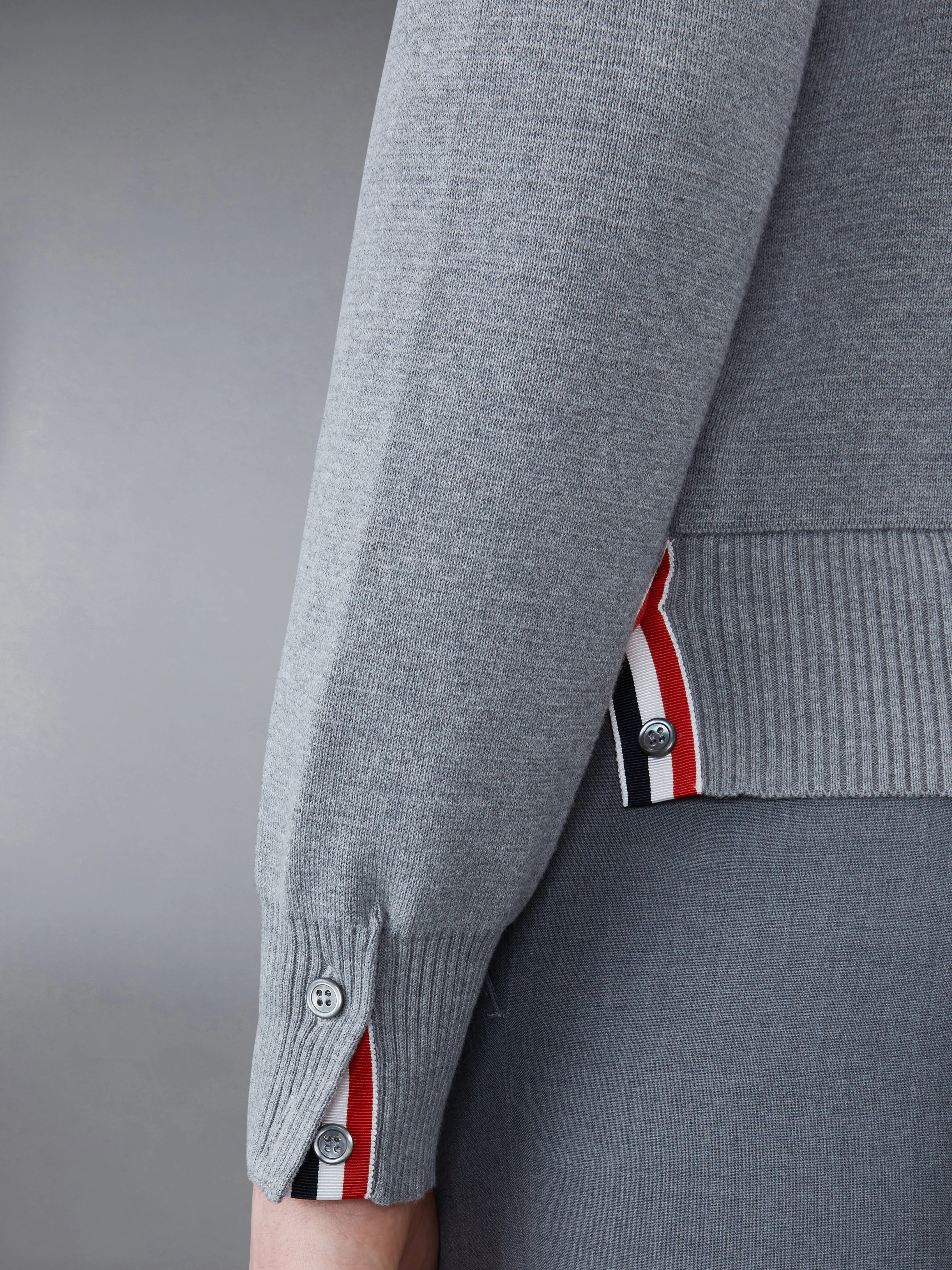 COTTON MILANO STITCH V-NECK CARDIGAN sold by Thom Browne product image thumbnail 4