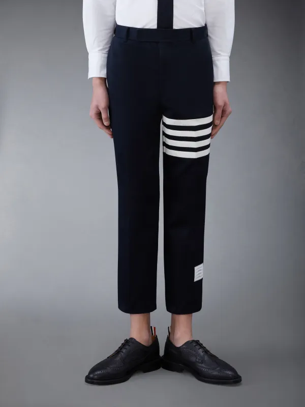 COTTON TWILL 4-BAR UNCONSTRUCTED CHINO TROUSERS sold by Thom Browne