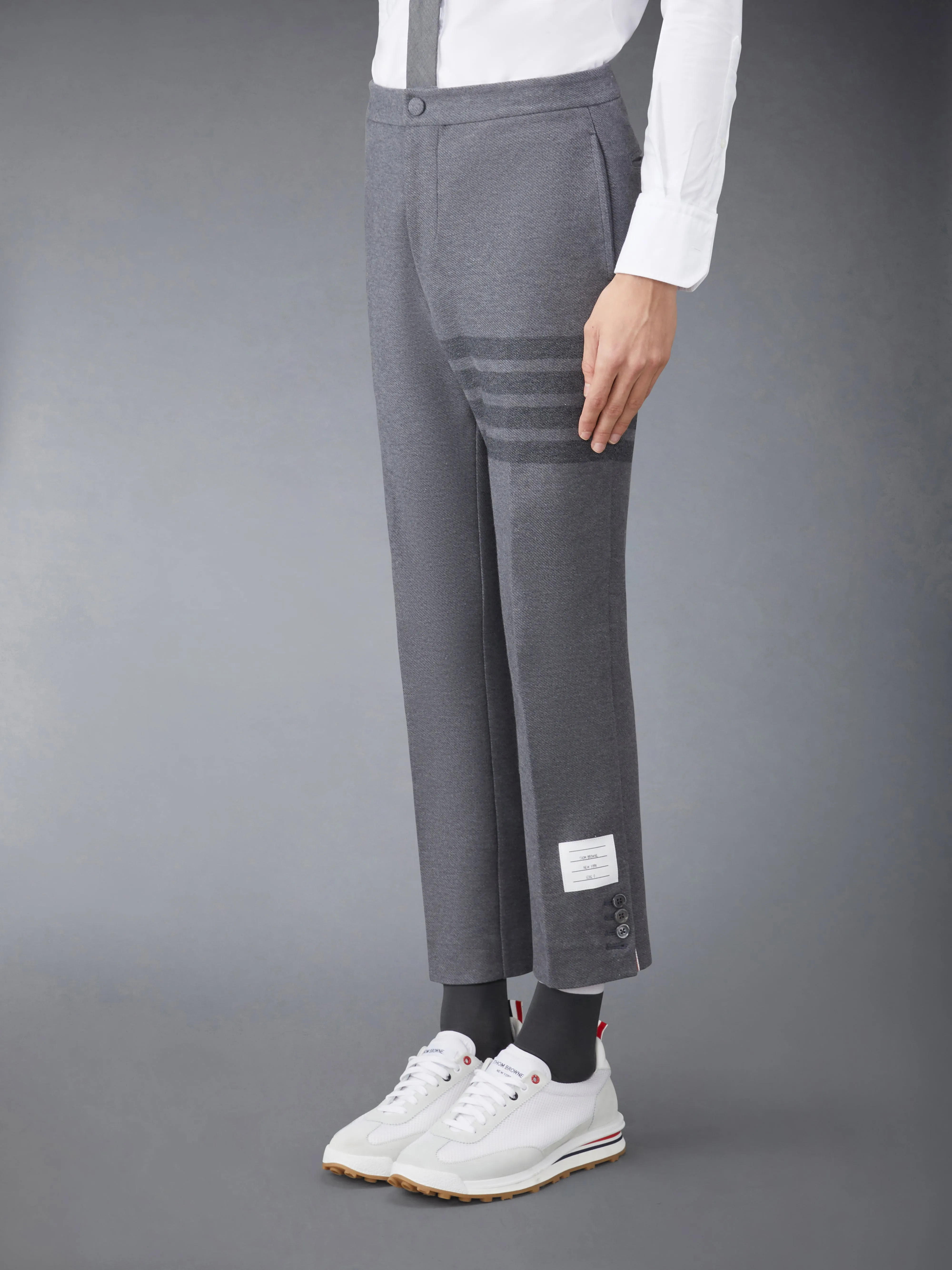 DOUBLE FACE TECH TWILL SLIM TROUSERS sold by Thom Browne product image thumbnail 2