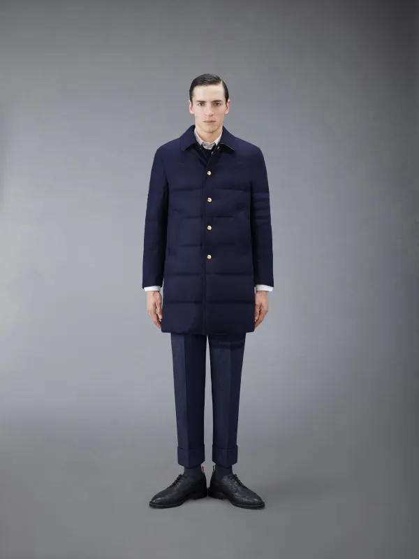 FLANNEL DOWN FILL 4-BAR CLASSIC BAL COLLAR OVERCOAT sold by Thom Browne
