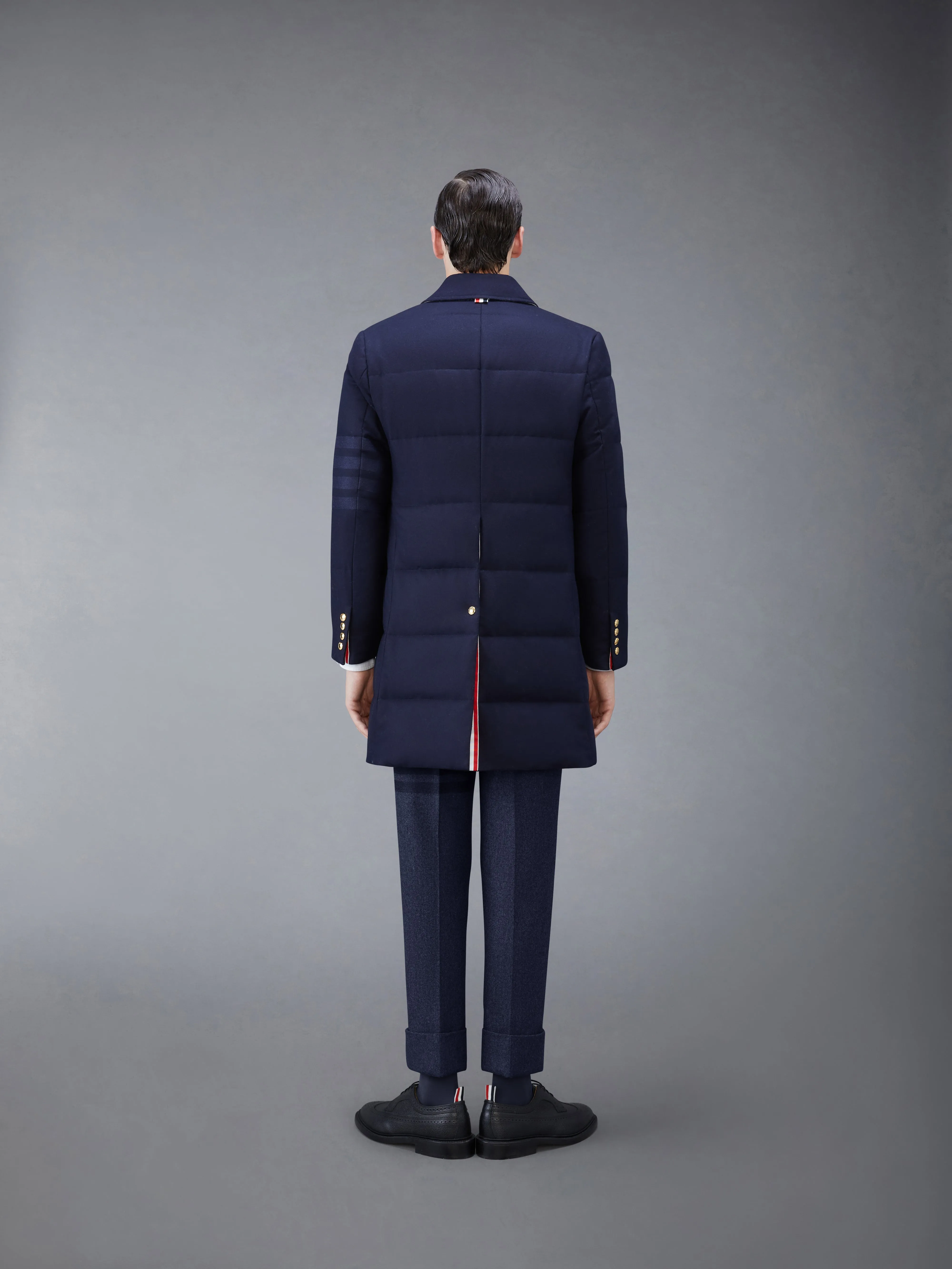 FLANNEL DOWN FILL 4-BAR CLASSIC BAL COLLAR OVERCOAT sold by Thom Browne product image thumbnail 2