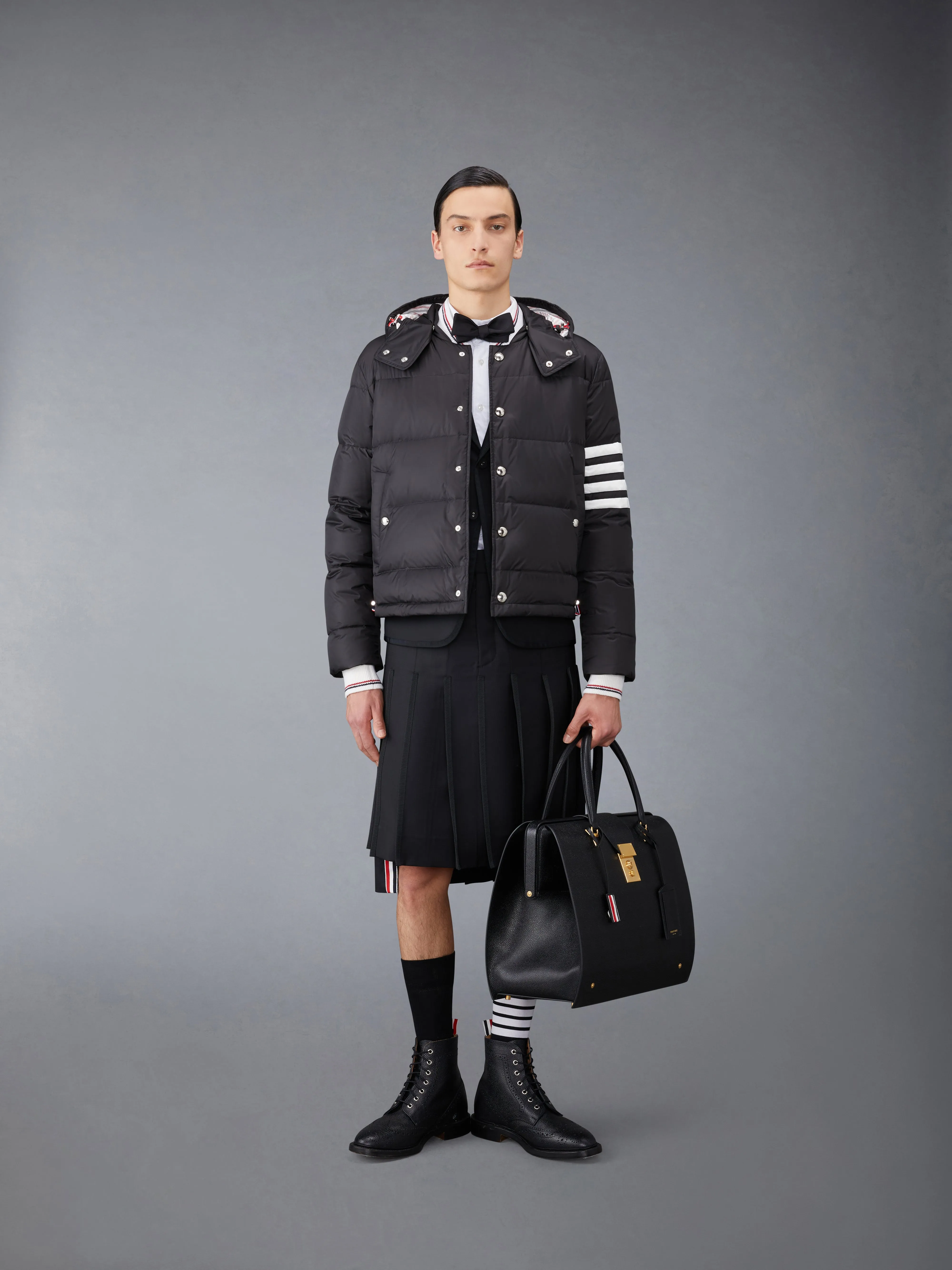 MATTE FINISH NYLON DOWN FILL 4-BAR DETACHABLE HOOD BOMBER sold by Thom Browne product image thumbnail 4