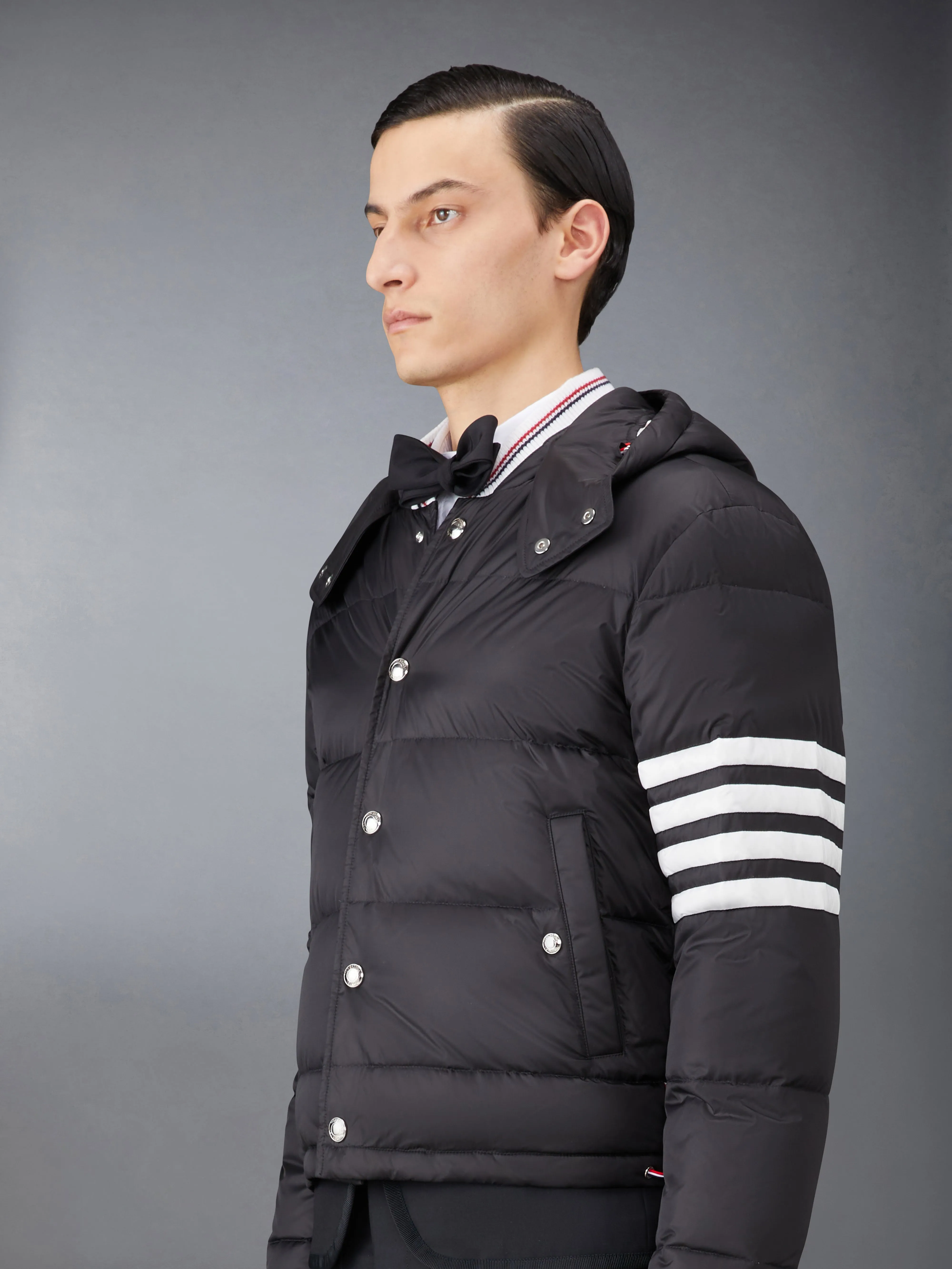MATTE FINISH NYLON DOWN FILL 4-BAR DETACHABLE HOOD BOMBER sold by Thom Browne product image thumbnail 3