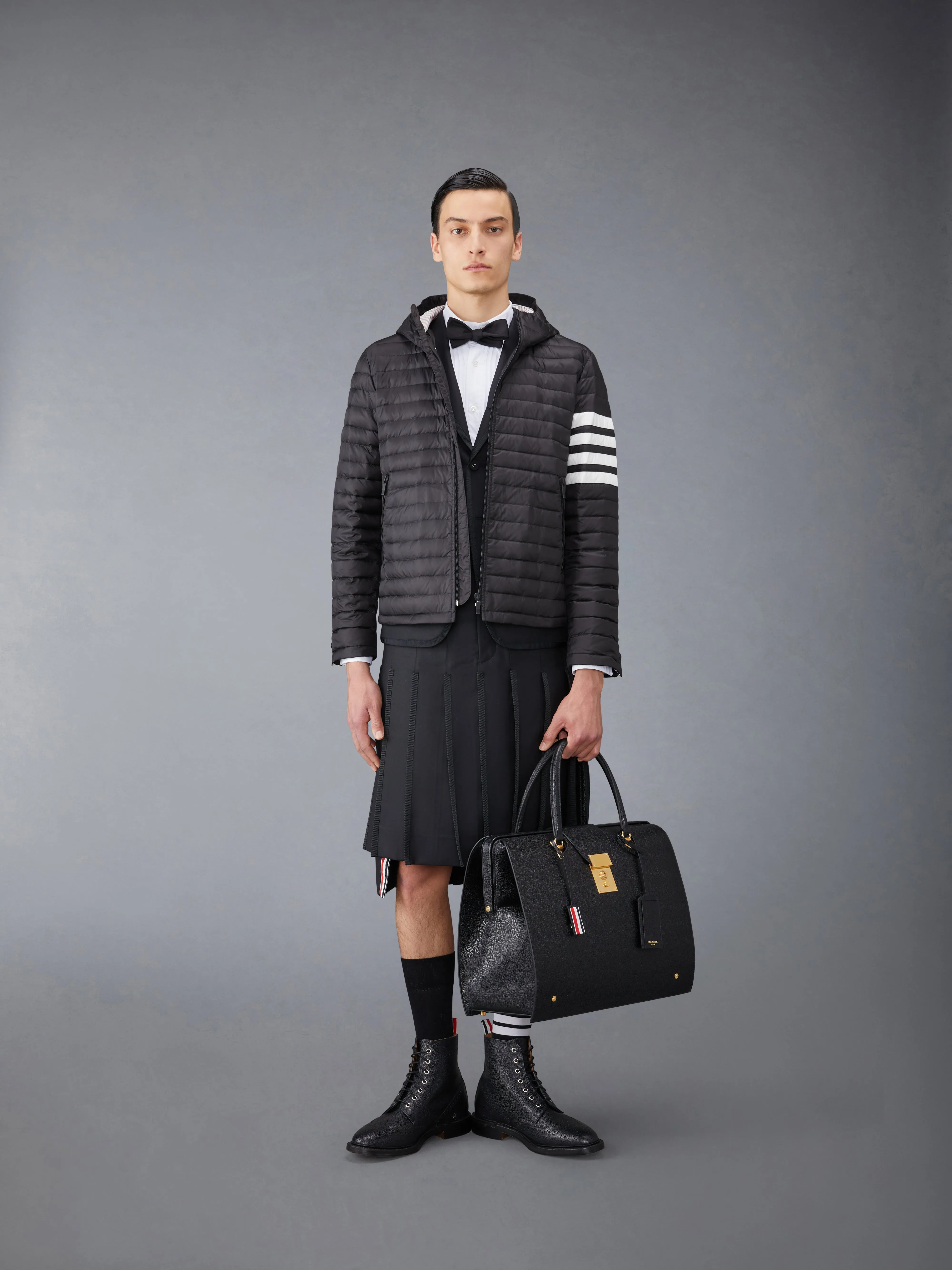 MATTE FINISH NYLON DOWN FILL QUILTED 4-BAR HOOD JACKET sold by Thom Browne product image thumbnail 4