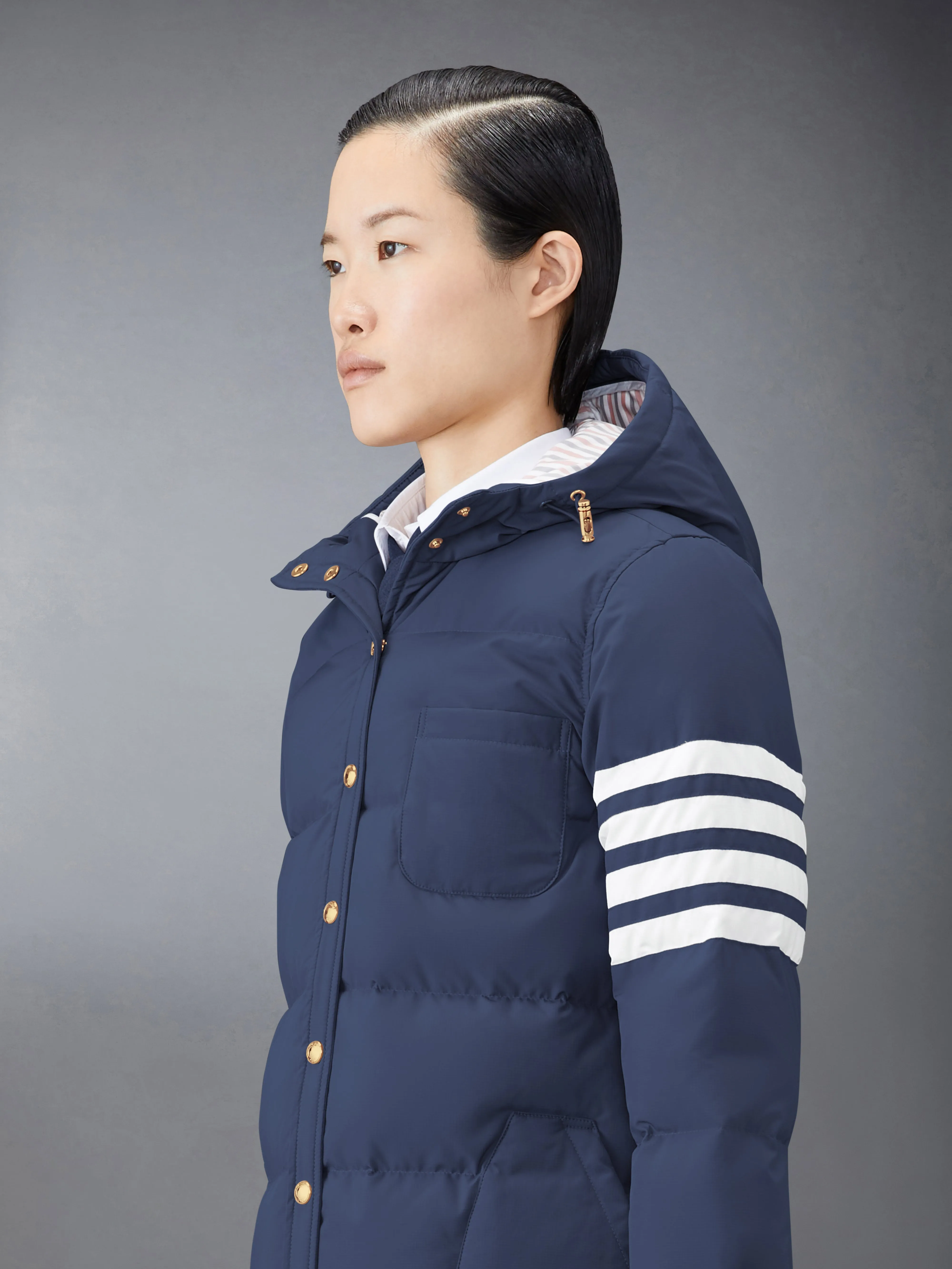 MILITARY RIPSTOP DOWN FILL 4-BAR HOODED SHIRTDRESS sold by Thom Browne product image thumbnail 4