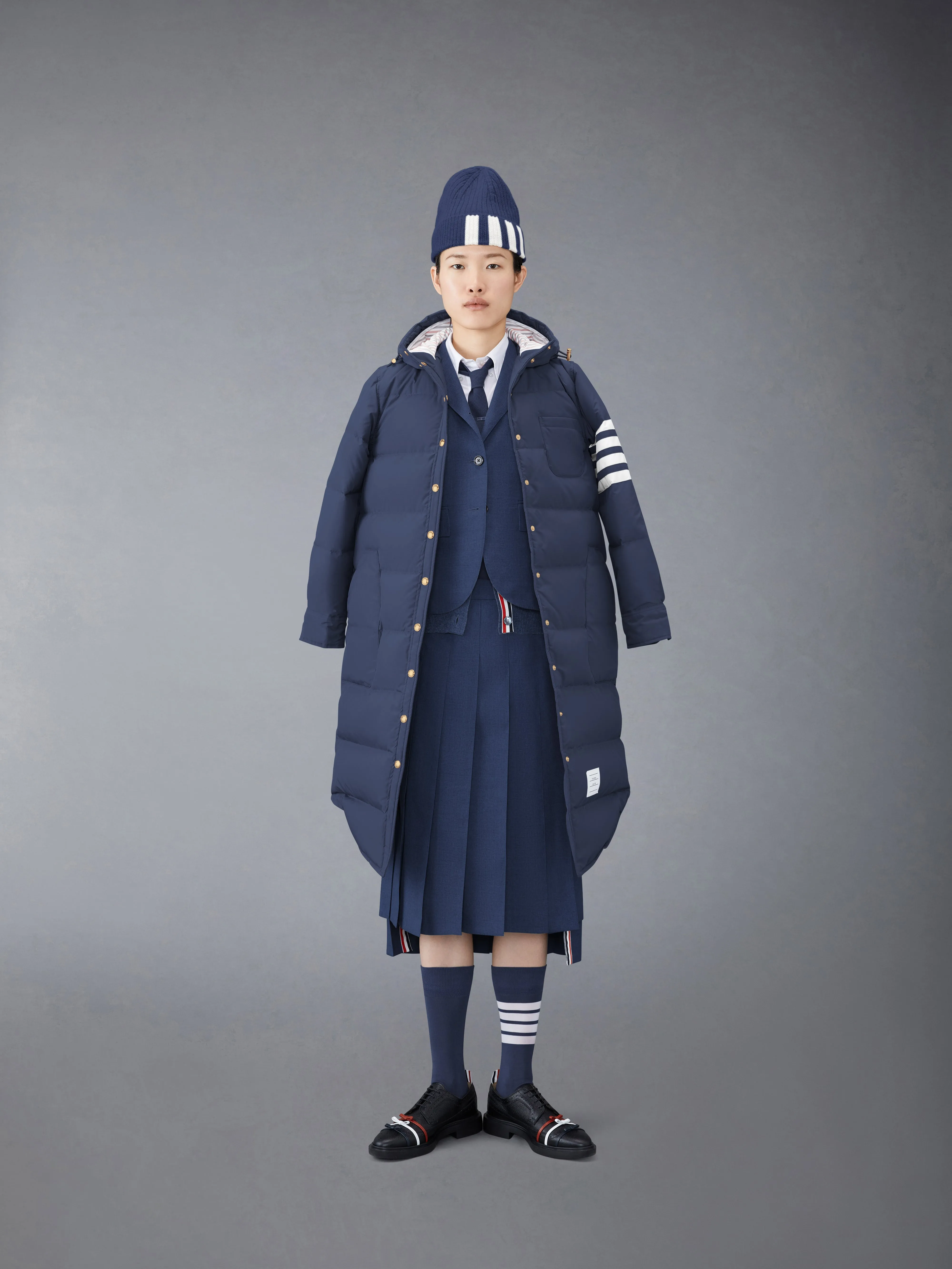MILITARY RIPSTOP DOWN FILL 4-BAR HOODED SHIRTDRESS sold by Thom Browne product image thumbnail 3