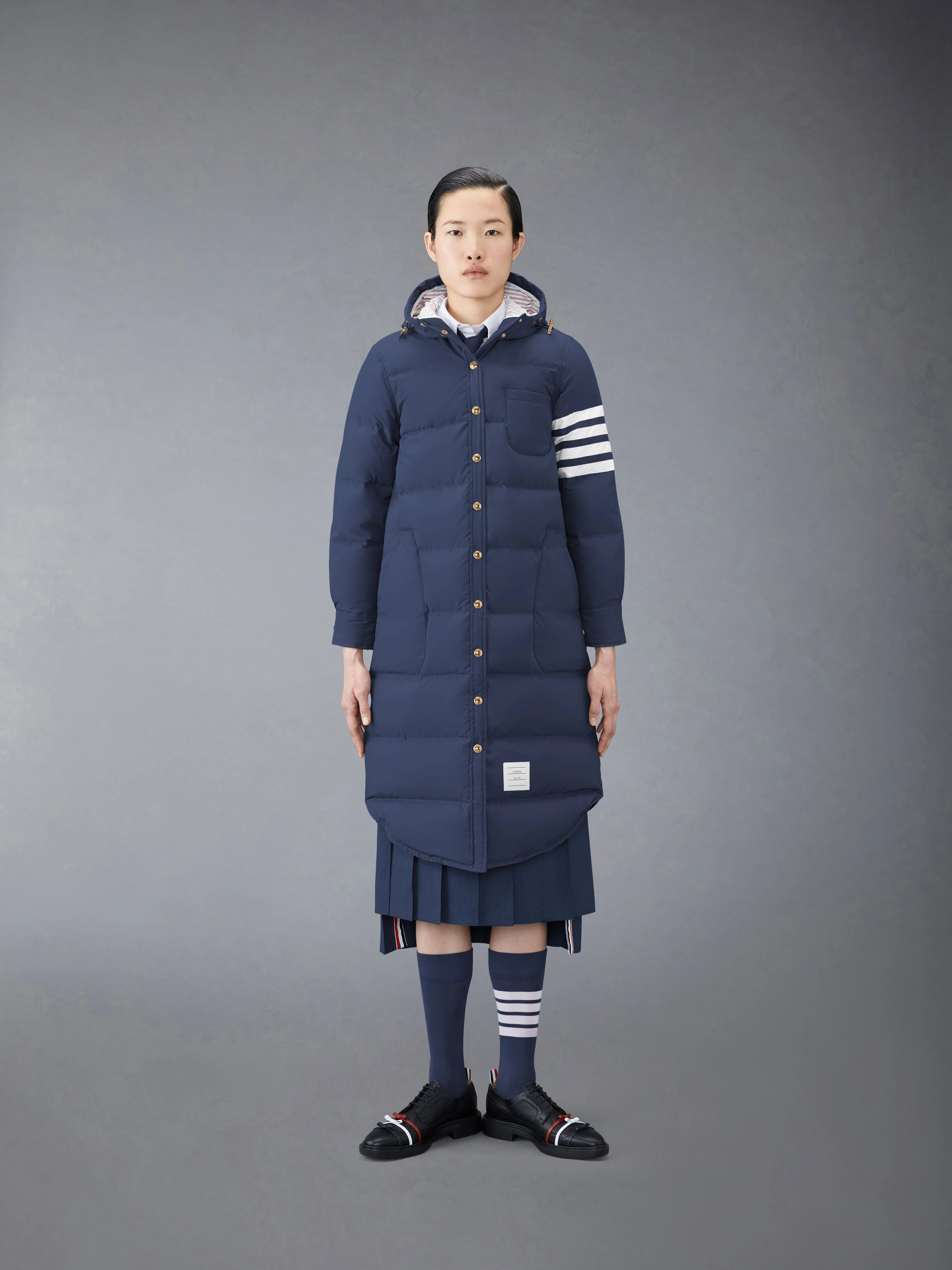 MILITARY RIPSTOP DOWN FILL 4-BAR HOODED SHIRTDRESS sold by Thom Browne