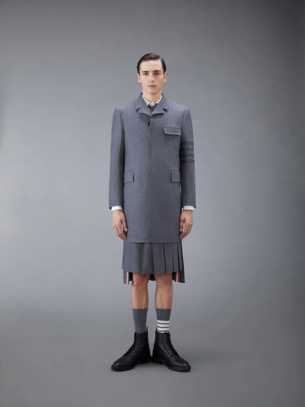 FLANNEL 4-BAR CLASSIC CHESTERFIELD OVERCOAT sold by Thom Browne