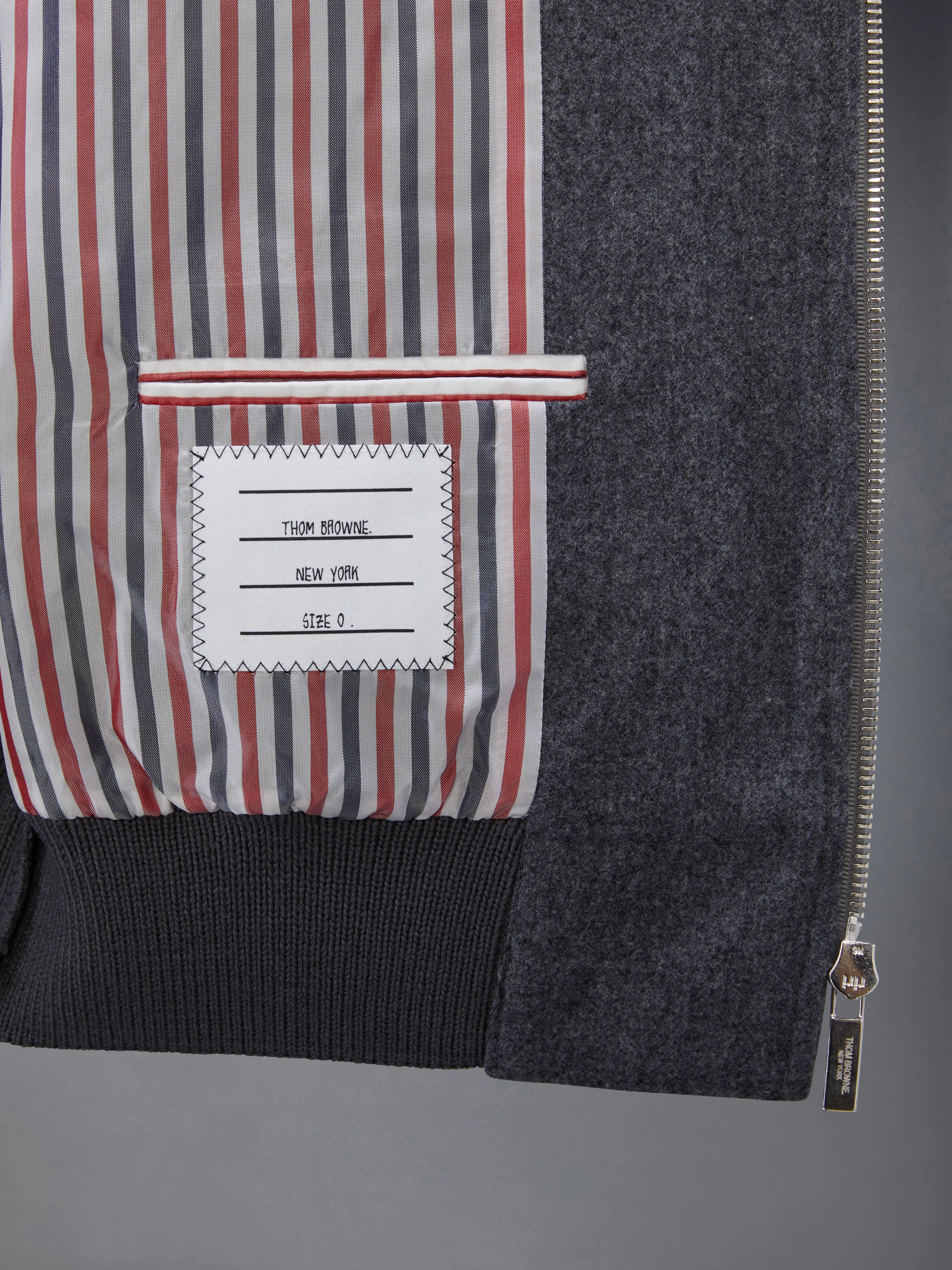 FLANNEL 4-BAR KNIT RIB BLOUSON sold by Thom Browne product image thumbnail 5