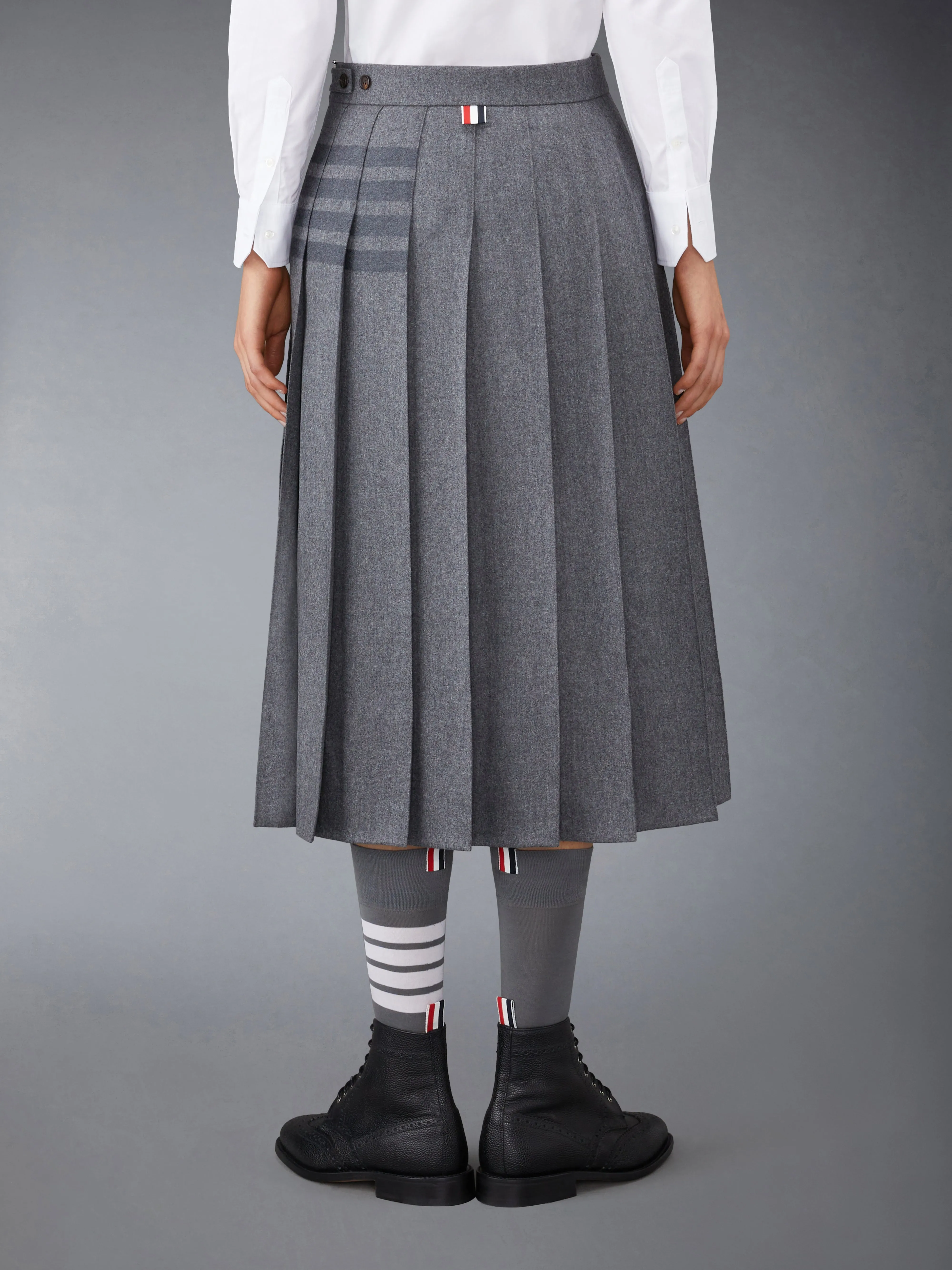 FLANNEL 4-BAR MIDI PLEATED SKIRT sold by Thom Browne product image thumbnail 3