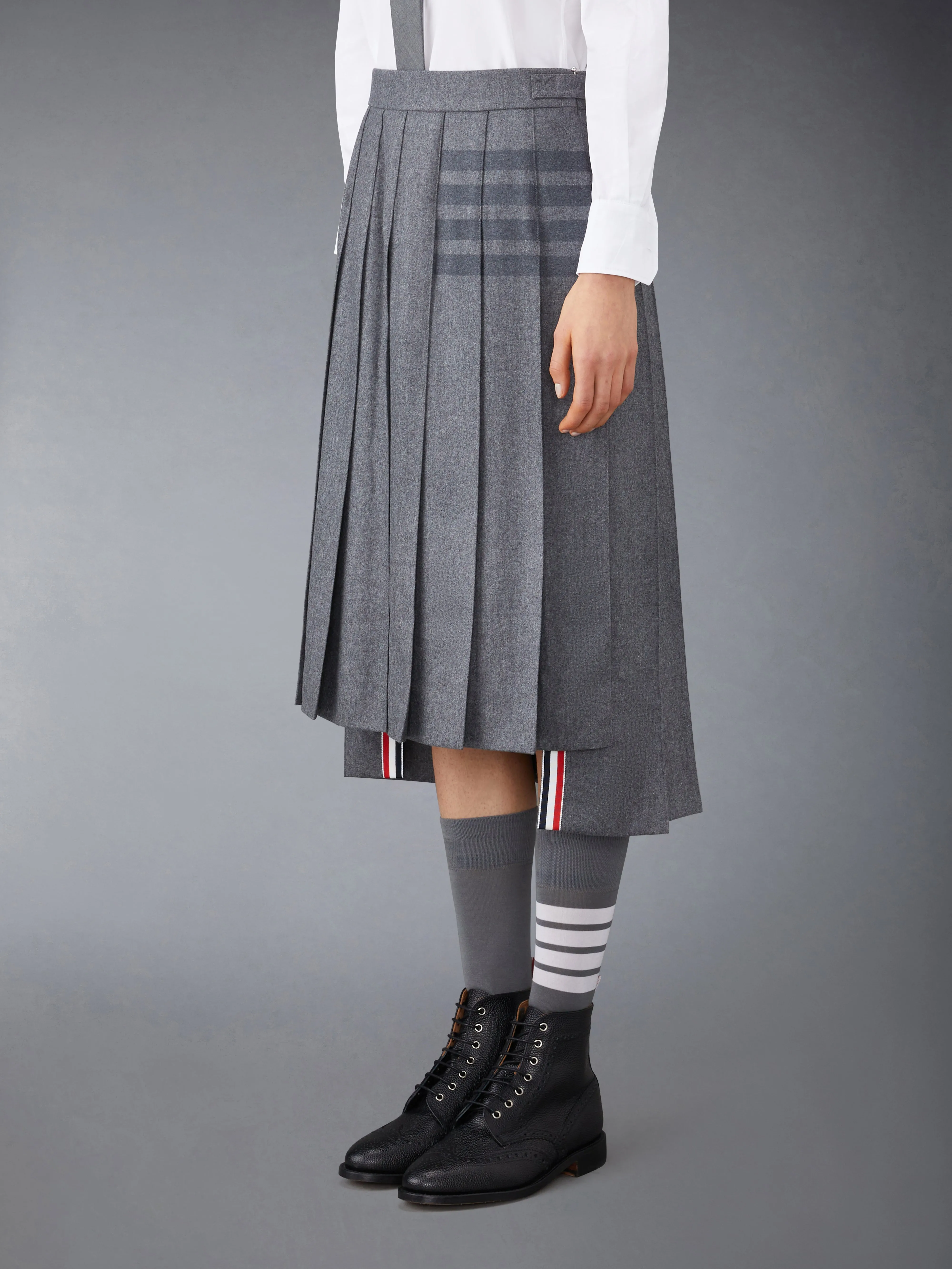 FLANNEL 4-BAR MIDI PLEATED SKIRT sold by Thom Browne product image thumbnail 2