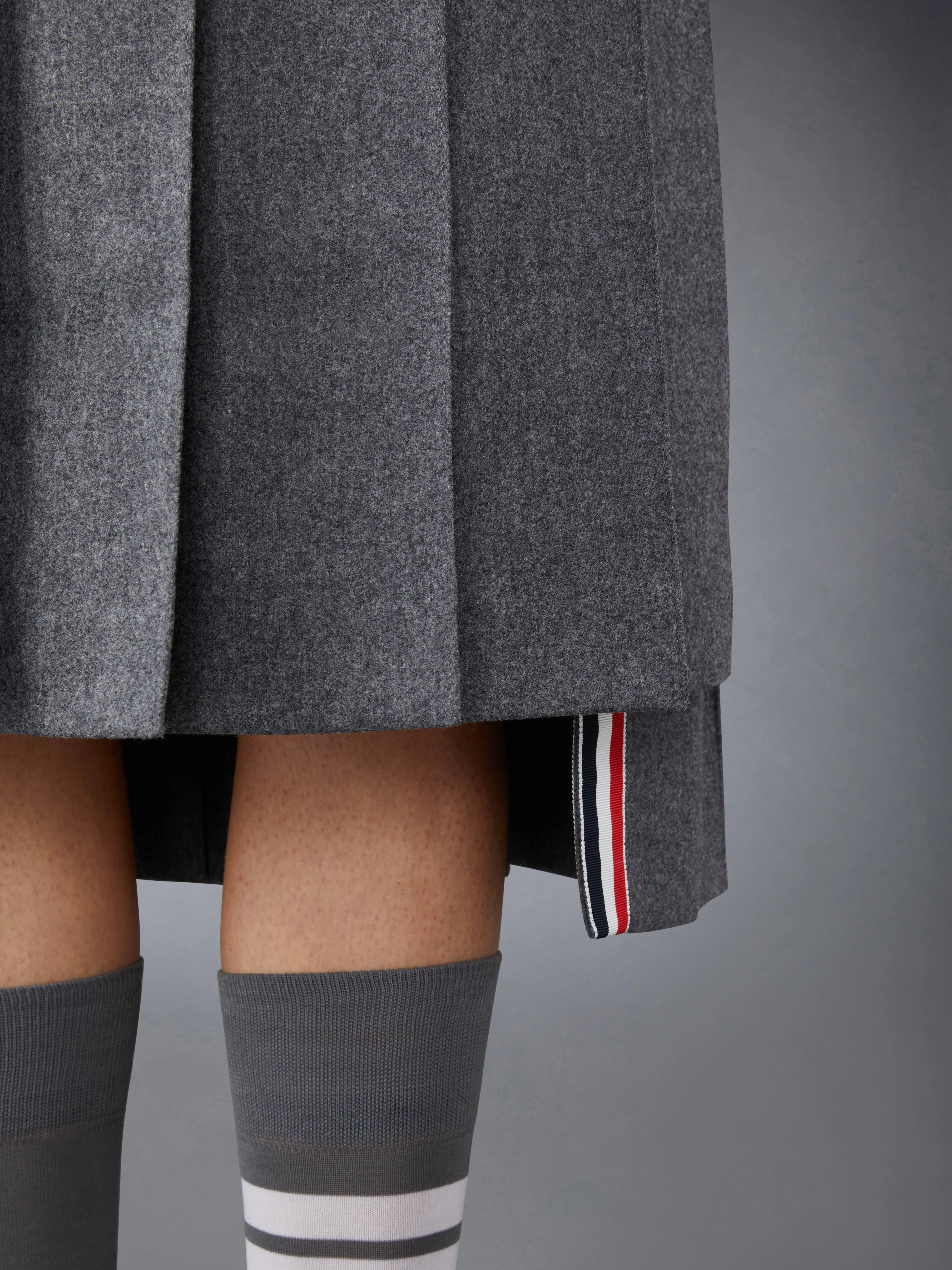 FLANNEL 4-BAR MIDI PLEATED SKIRT sold by Thom Browne product image thumbnail 5