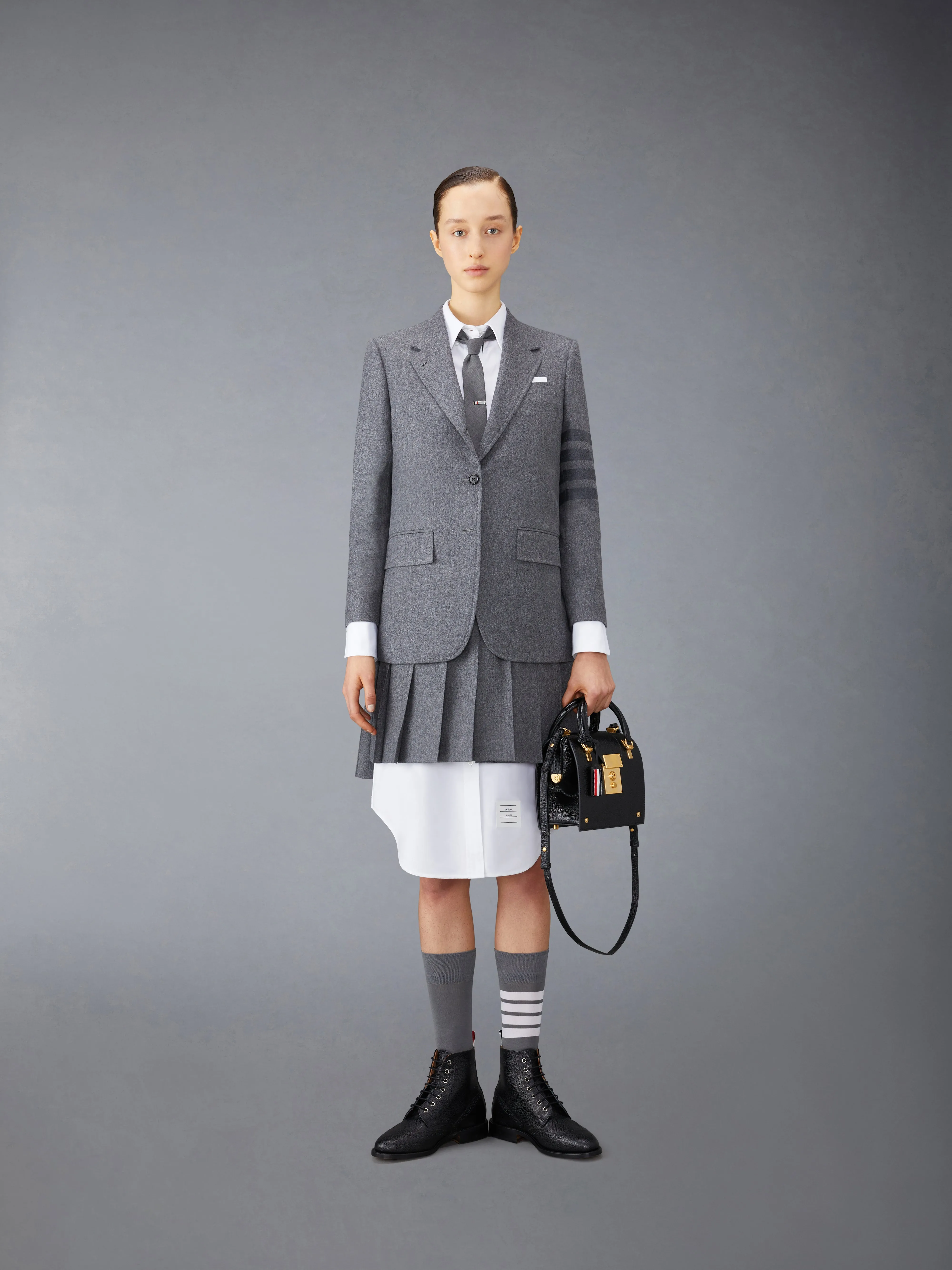 FLANNEL 4-BAR MINI PLEATED SKIRT sold by Thom Browne product image thumbnail 4