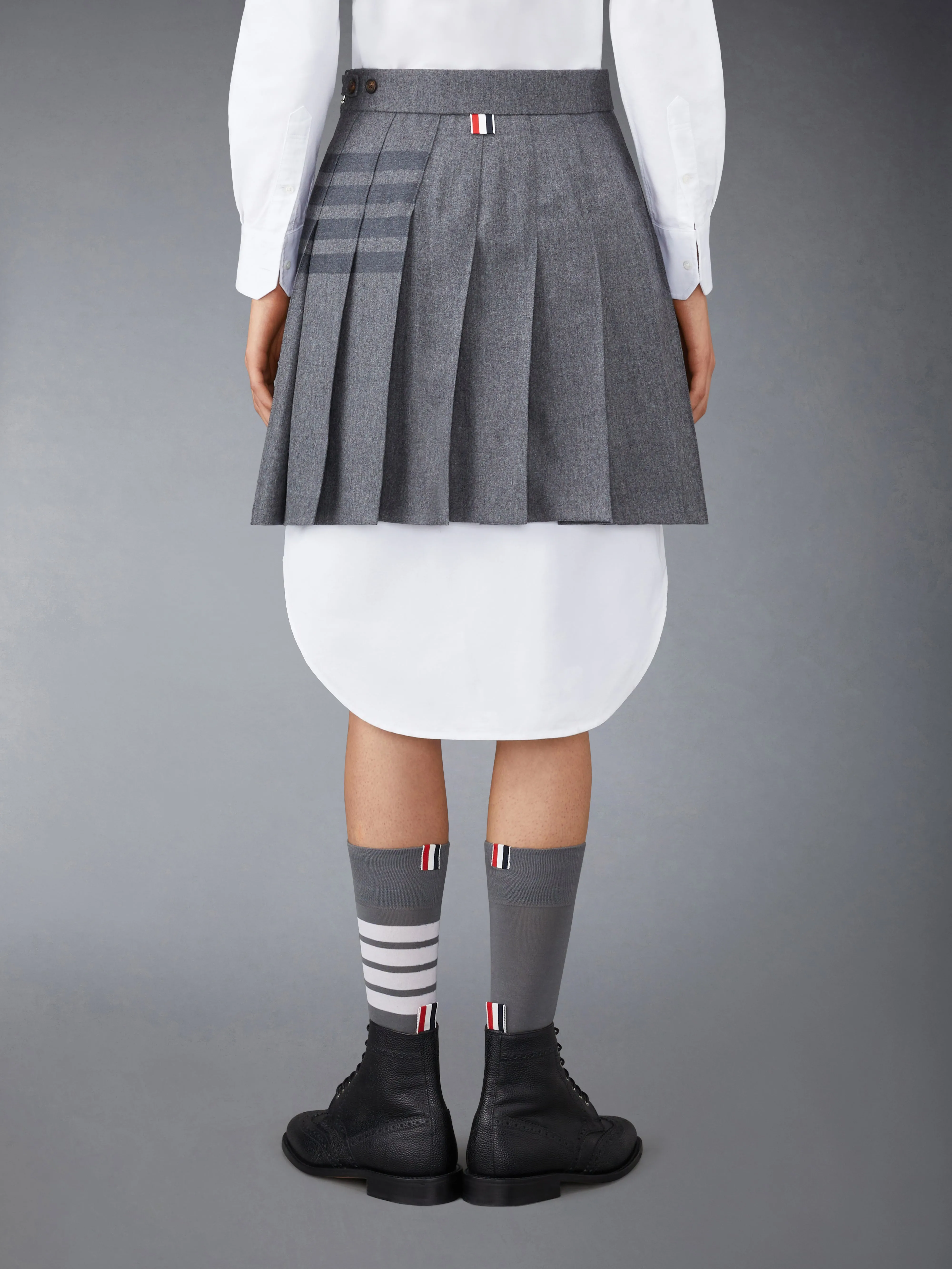 FLANNEL 4-BAR MINI PLEATED SKIRT sold by Thom Browne product image thumbnail 3