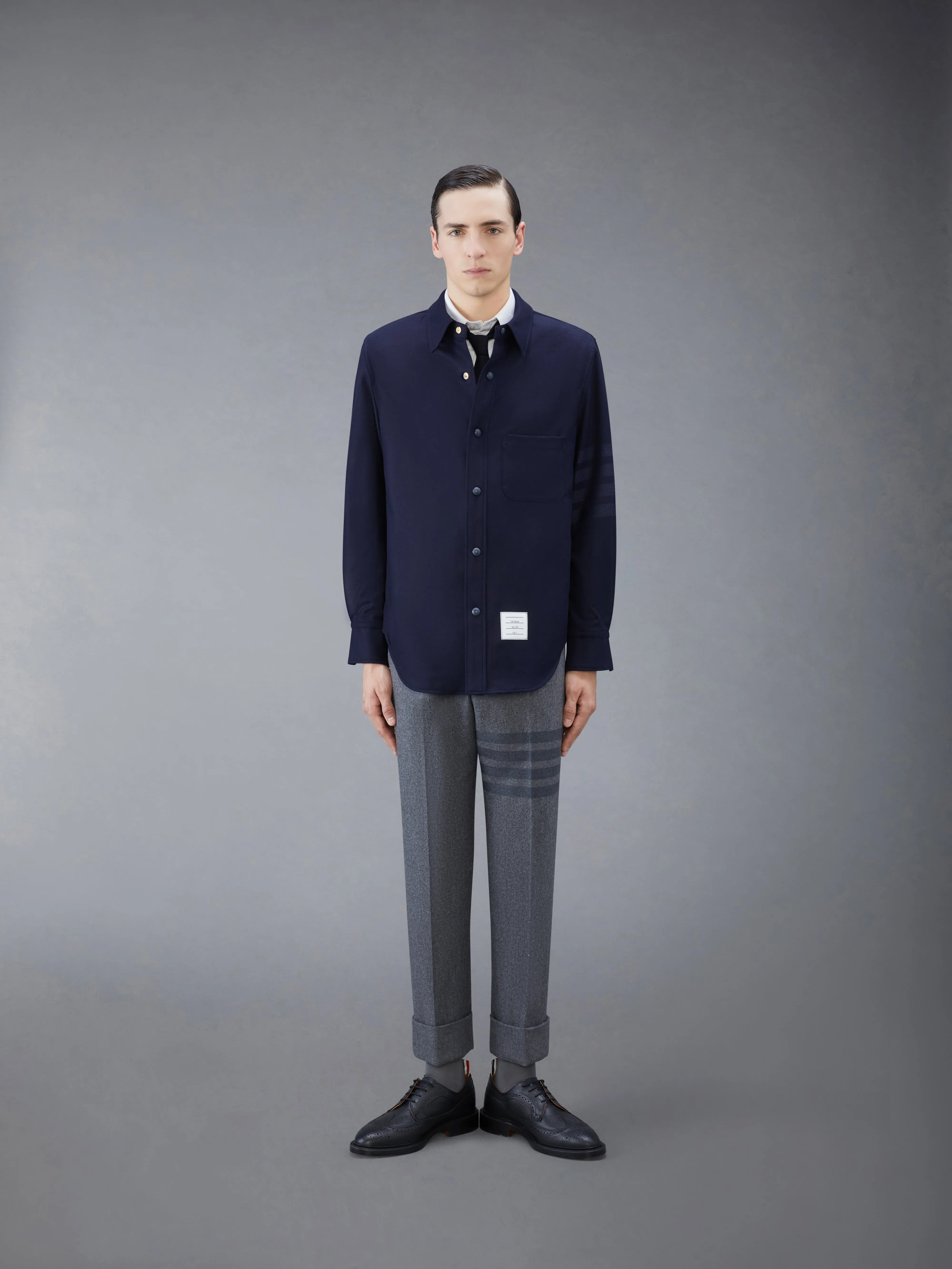 FLANNEL 4-BAR SHIRT JACKET sold by Thom Browne product image thumbnail 3