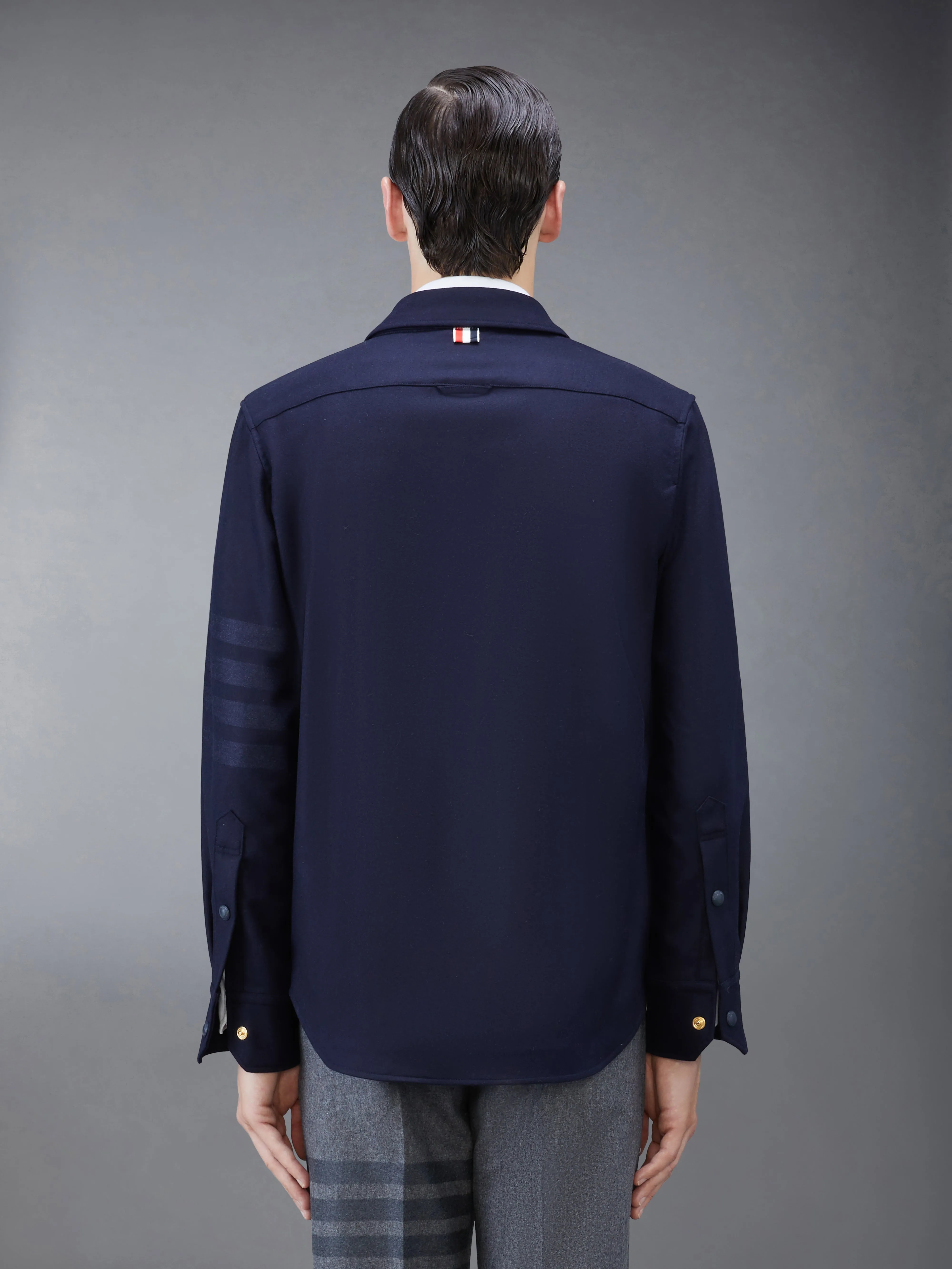 FLANNEL 4-BAR SHIRT JACKET sold by Thom Browne product image thumbnail 2