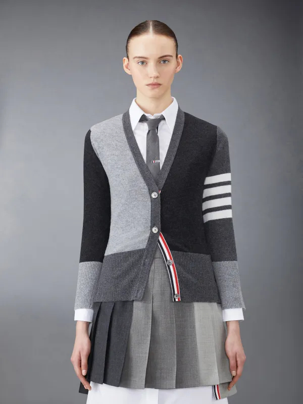 FUNMIX CASHMERE 4-BAR V-neck CARDIGAN sold by Thom Browne