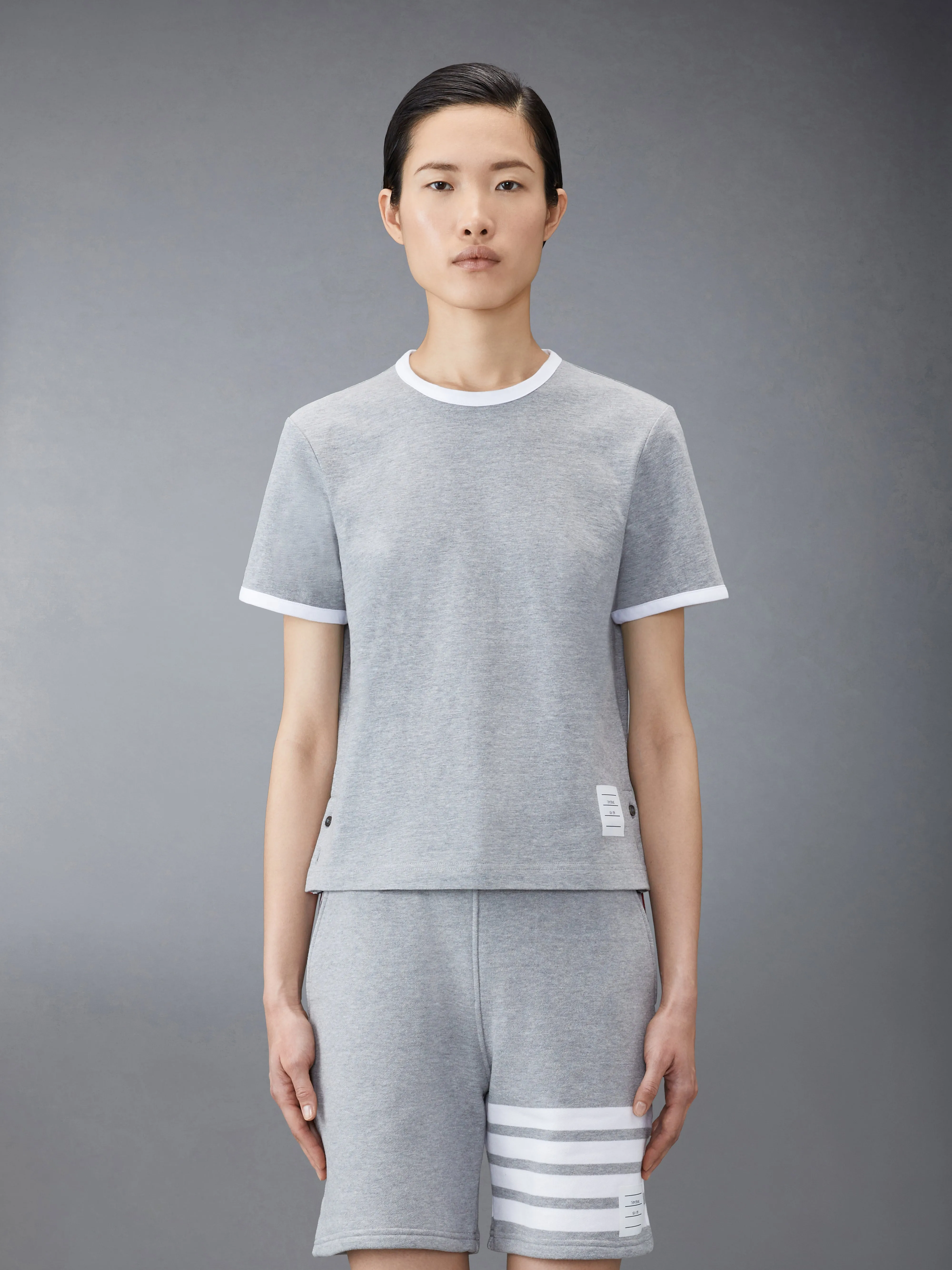 MEDIUM WEIGHT JERSEY RINGER TEE sold by Thom Browne