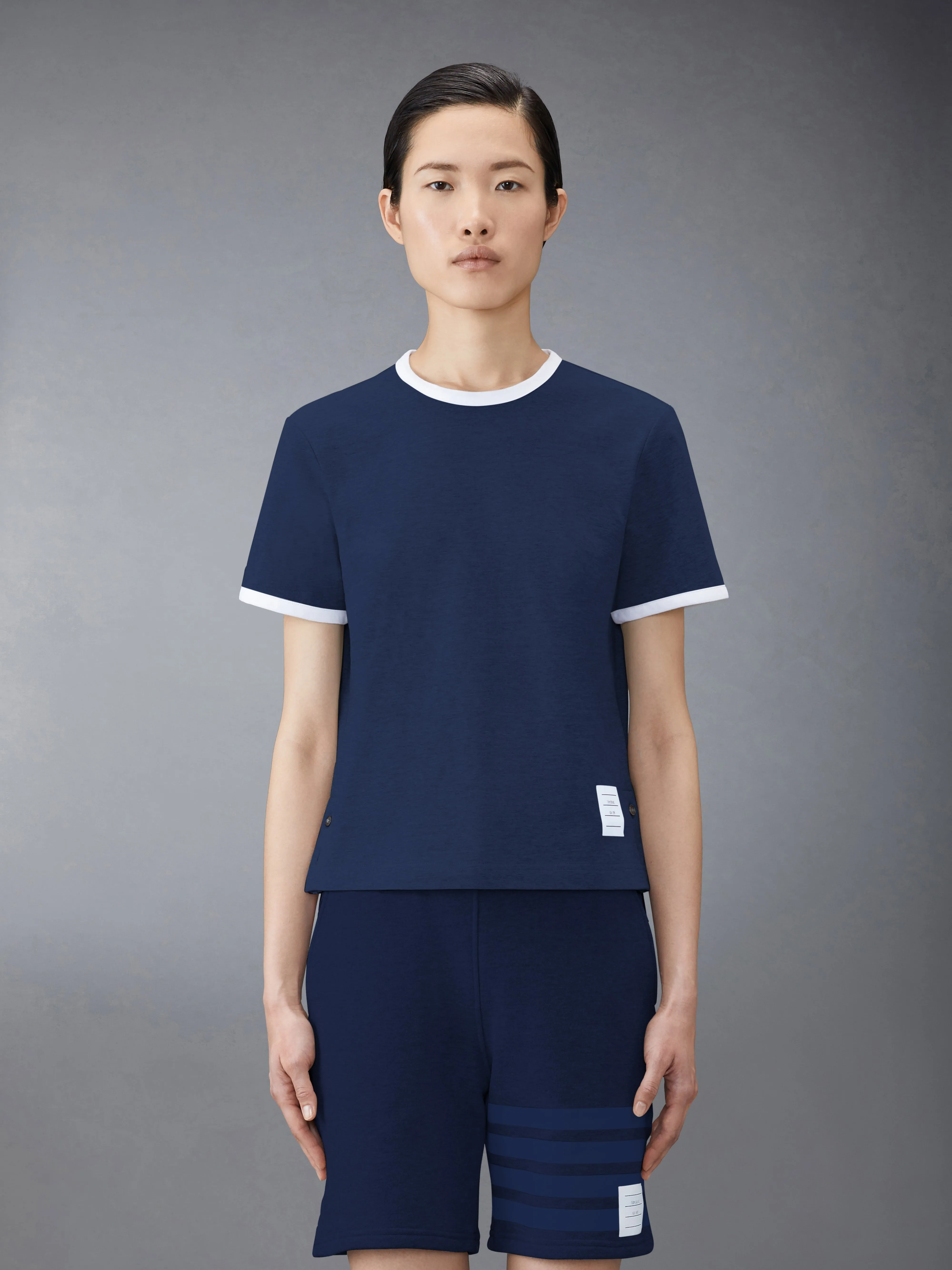 MEDIUM WEIGHT JERSEY RINGER TEE sold by Thom Browne