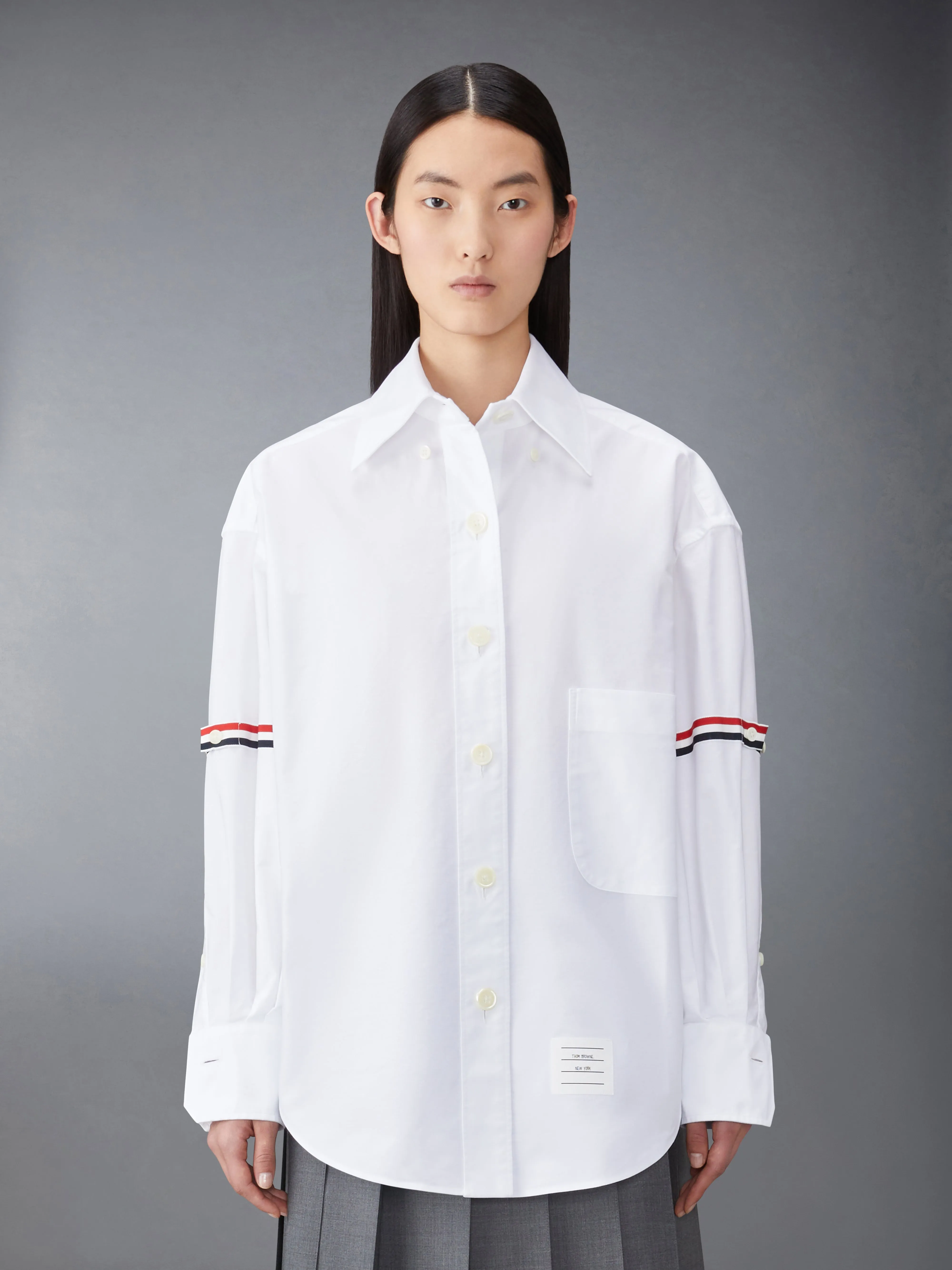 OXFORD ARMBAND SUPERSIZED SHIRT sold by Thom Browne