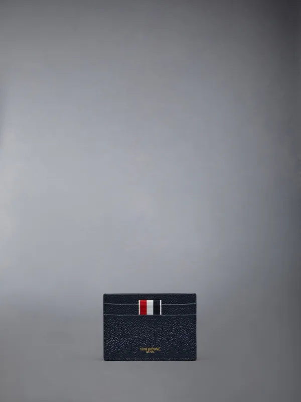 PEBBLE GRAIN LEATHER SINGLE CARD HOLDER sold by Thom Browne