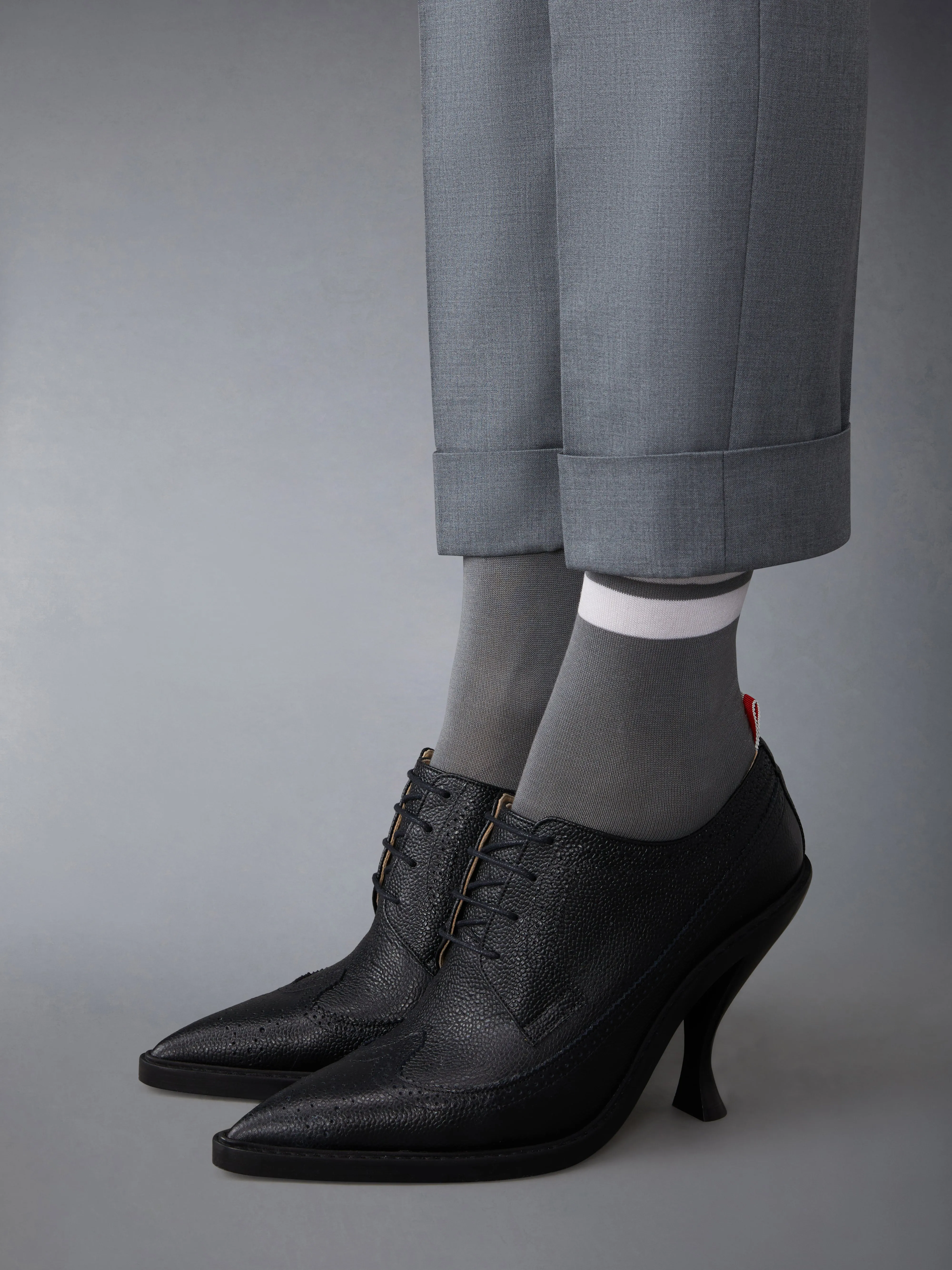 PEBBLE GRAIN LEATHER SOLE HEELED LONGWING BROGUE sold by Thom Browne product image thumbnail 4