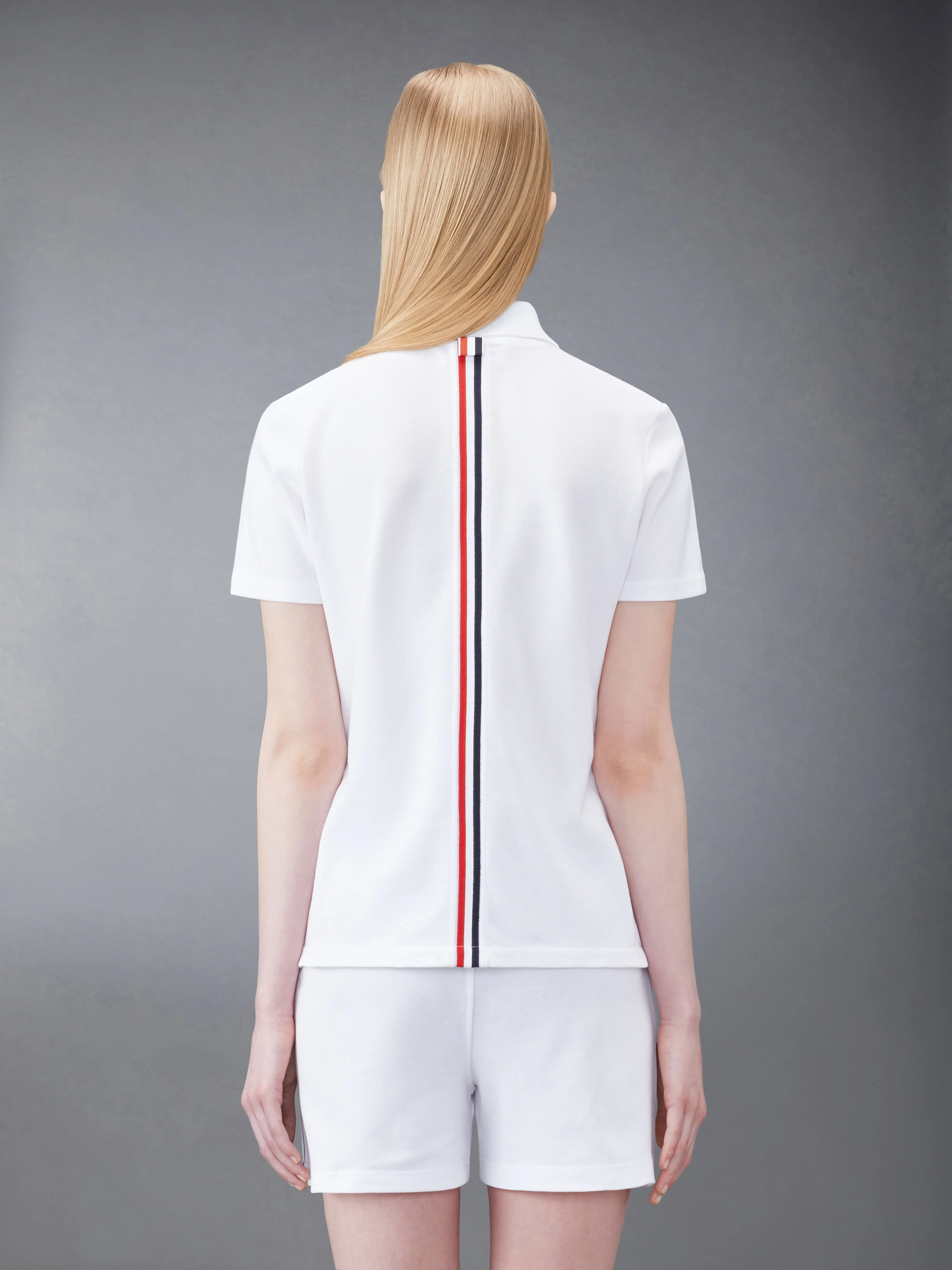 CLASSIC PIQUE RELAXED FIT CENTER BACK STRIPE POLO sold by Thom Browne product image thumbnail 2