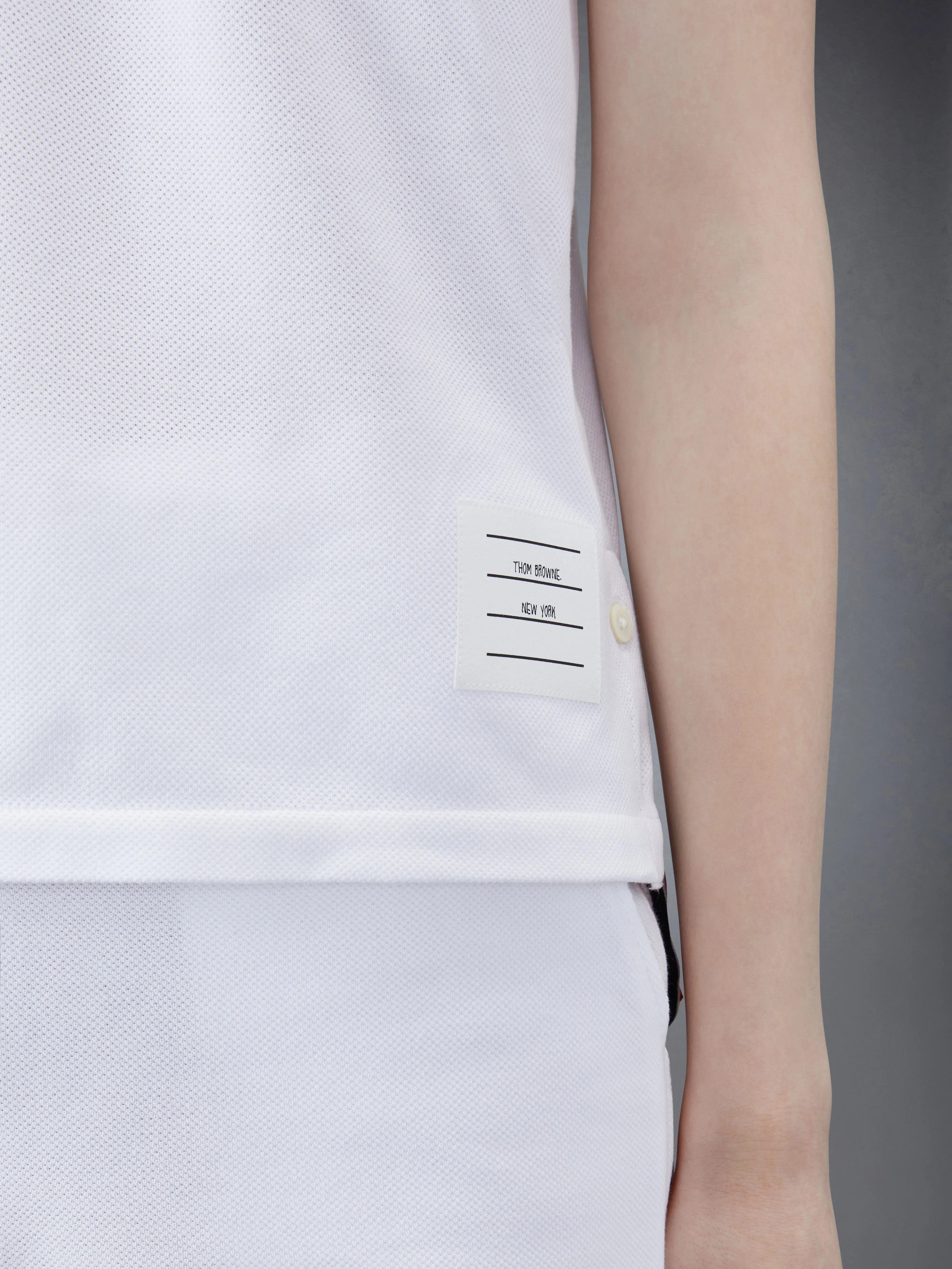 CLASSIC PIQUE RELAXED FIT CENTER BACK STRIPE POLO sold by Thom Browne product image thumbnail 5