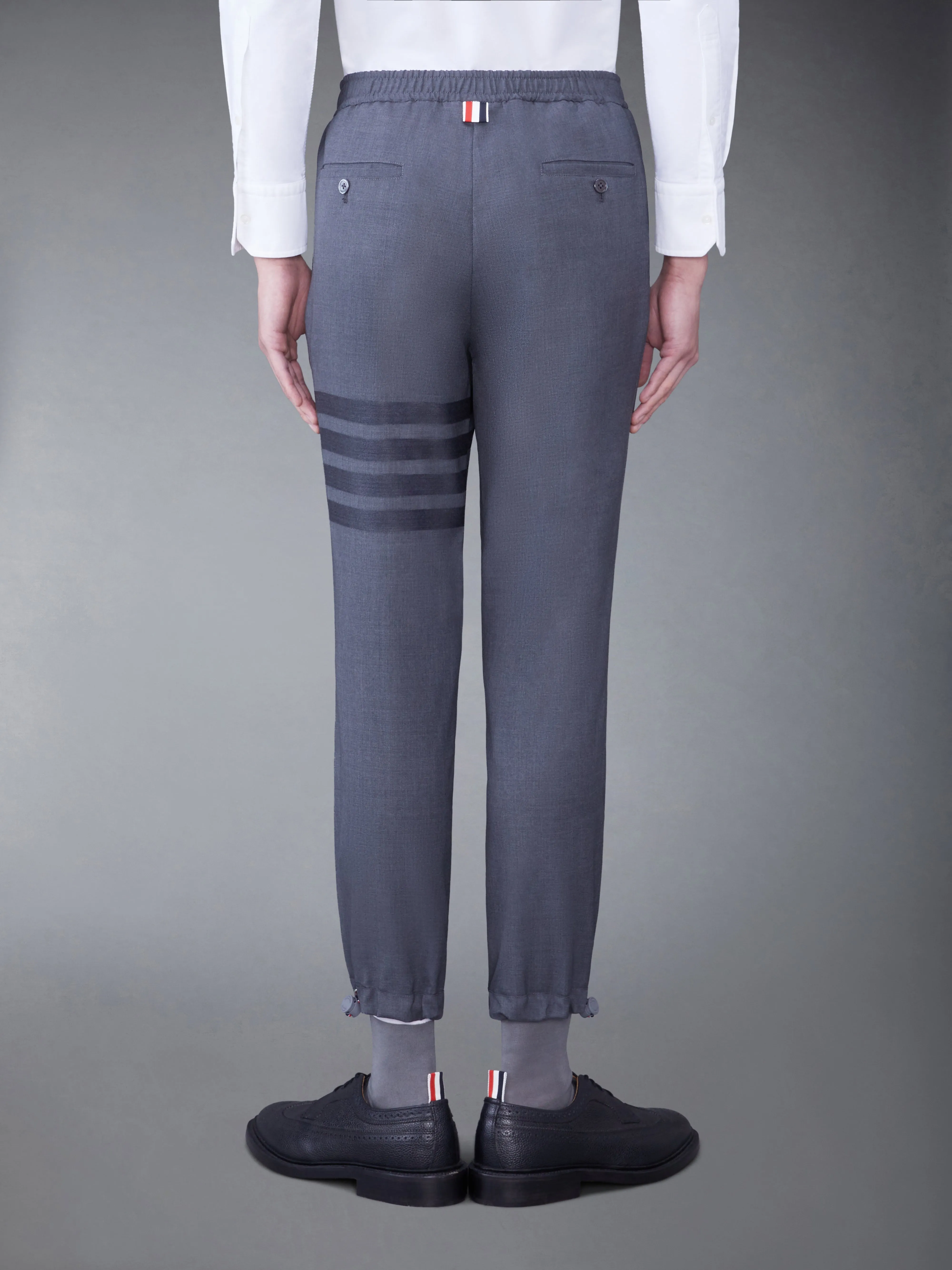 PLAIN WEAVE 4-BAR ELASTIC WAIST SWEATPANTS sold by Thom Browne product image thumbnail 3