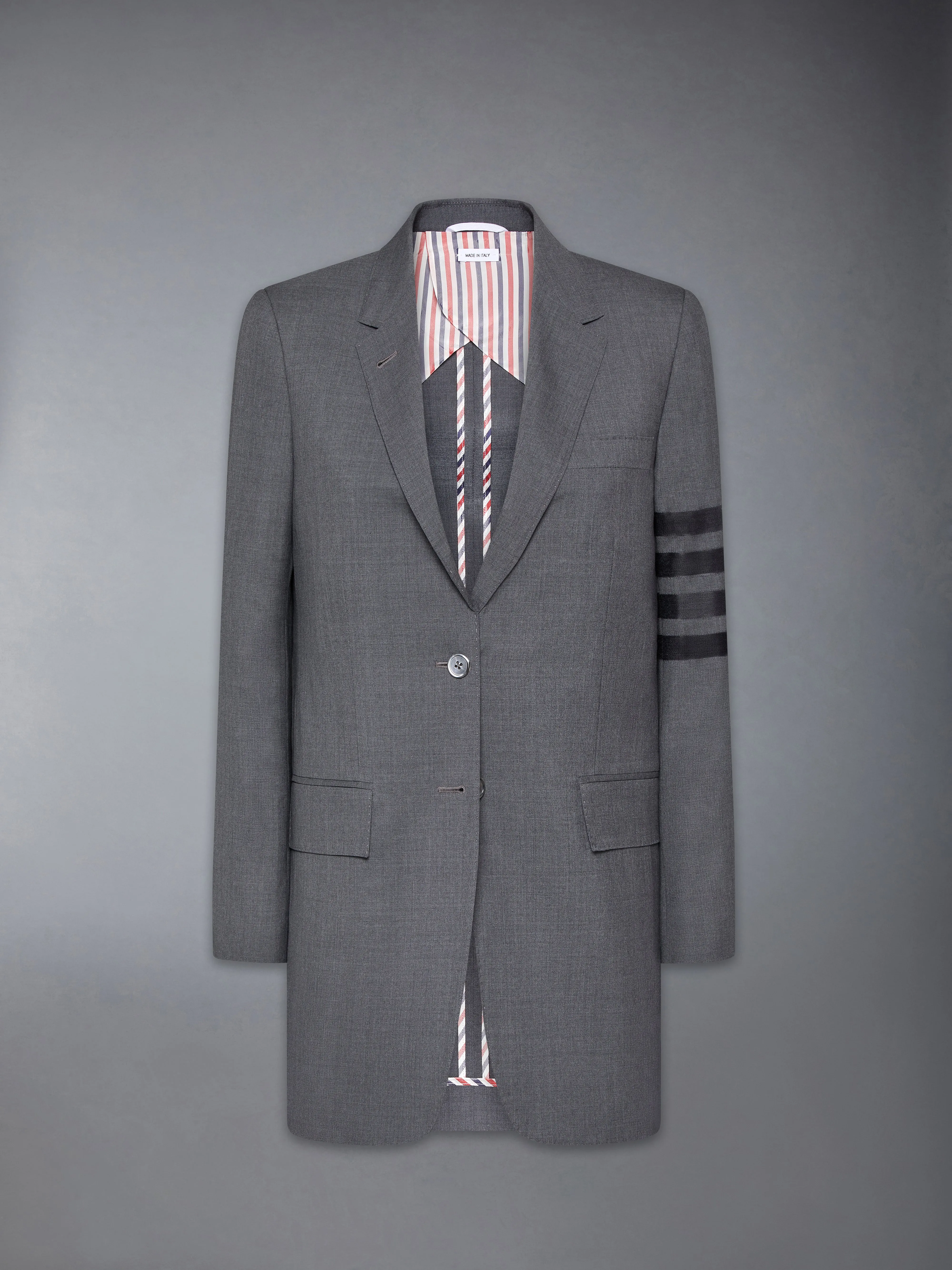PLAIN WEAVE 4-BAR ELONGATED CLASSIC SPORT COAT sold by Thom Browne
