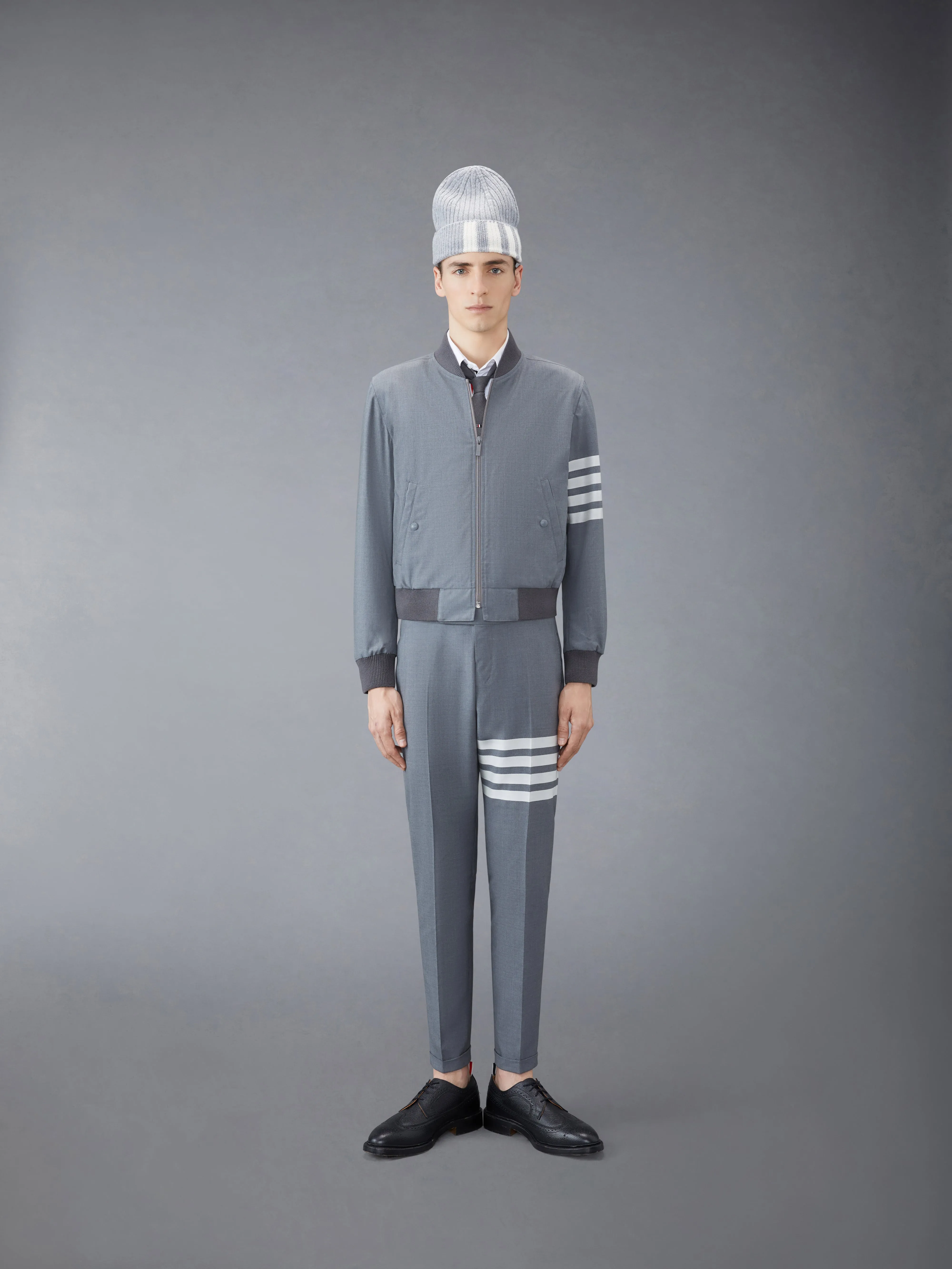PLAIN WEAVE 4-BAR KINT RIB BLOUSON sold by Thom Browne product image thumbnail 3