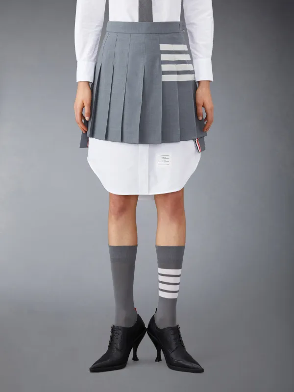 PLAIN WEAVE 4-BAR MINI PLEATED SKIRT sold by Thom Browne
