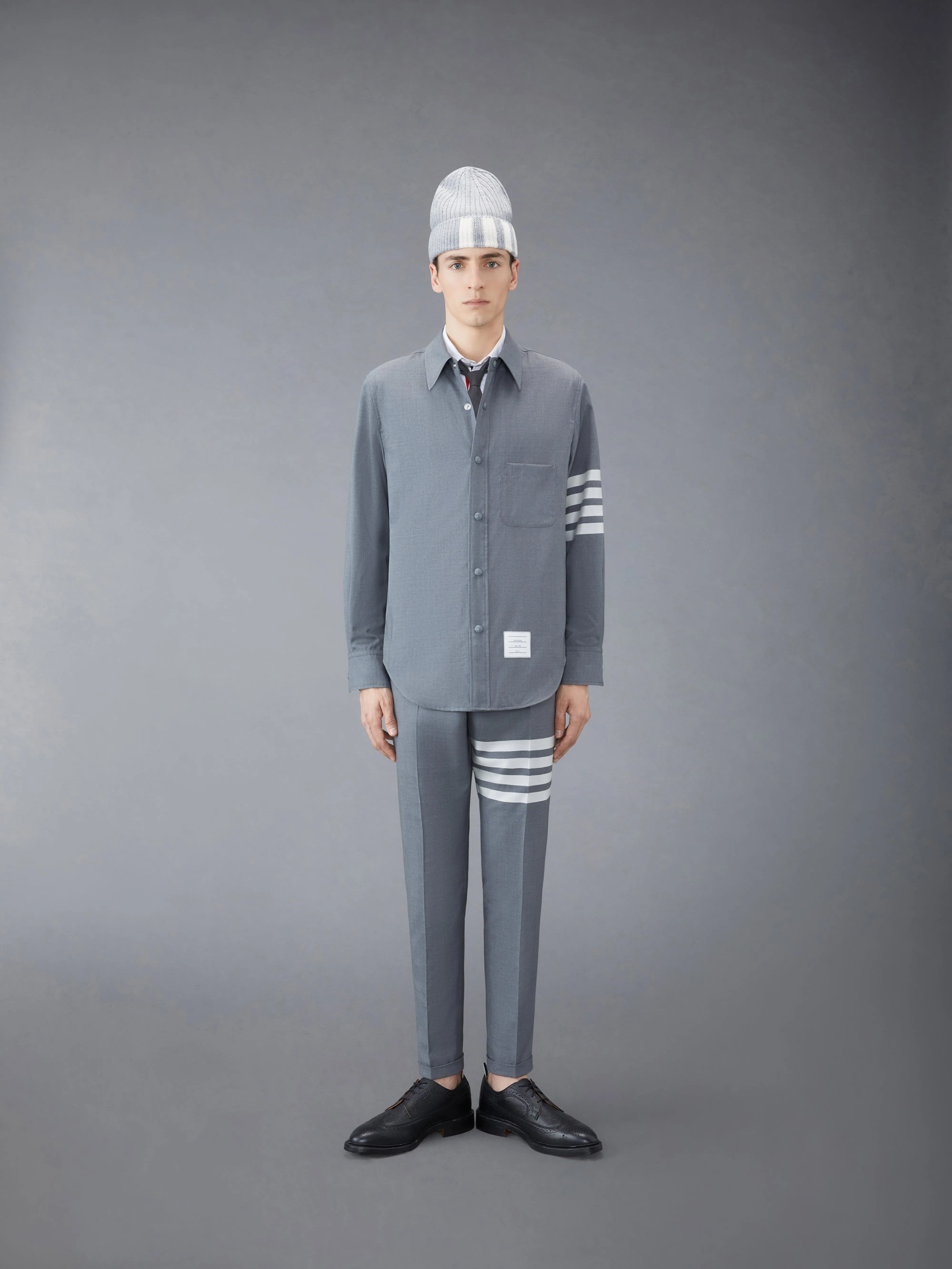 Plain Weave 4-Bar Shirt Jacket sold by Thom Browne product image thumbnail 3