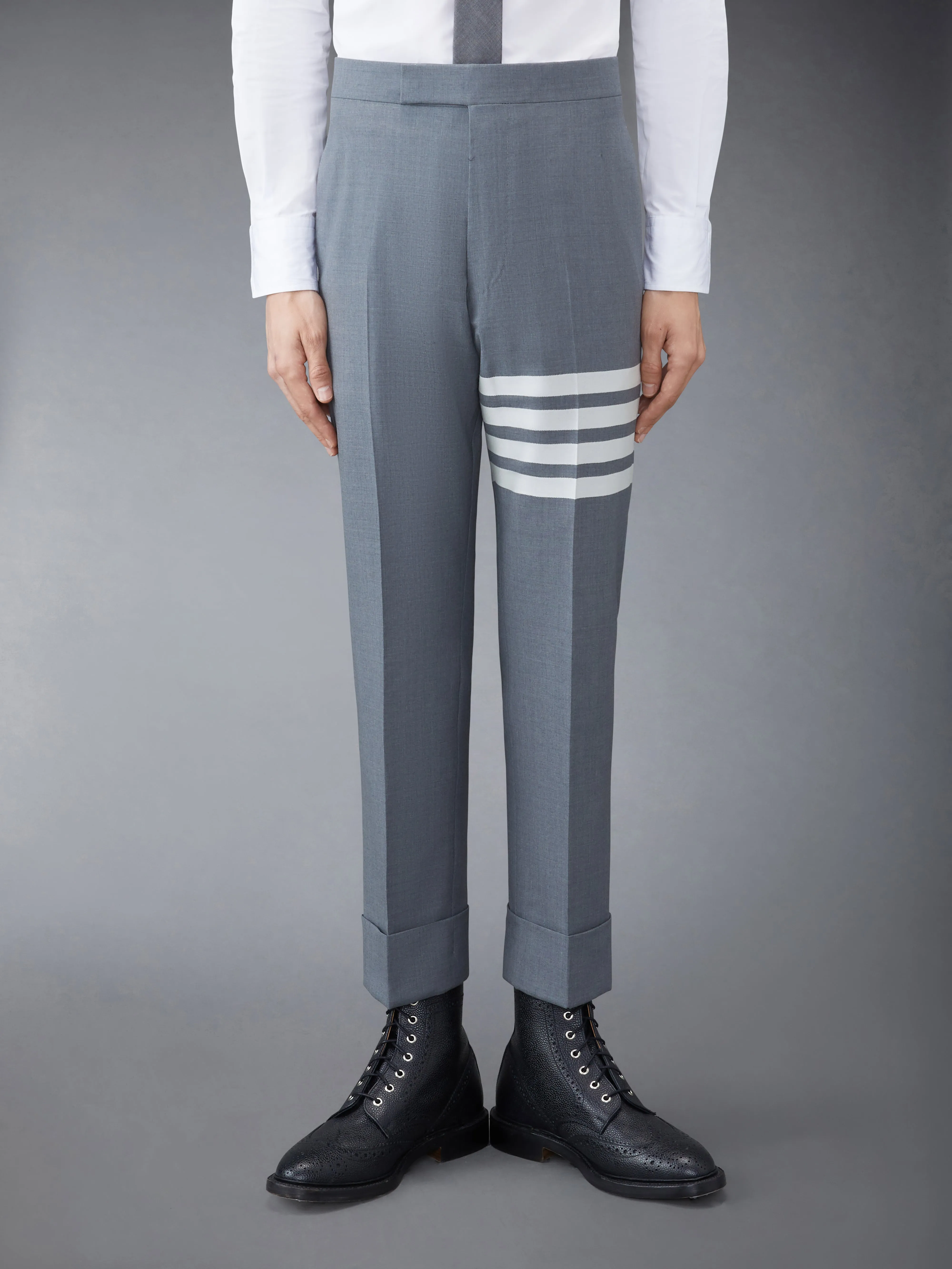 PLAIN WEAVE 4-BAR TROUSERS sold by Thom Browne