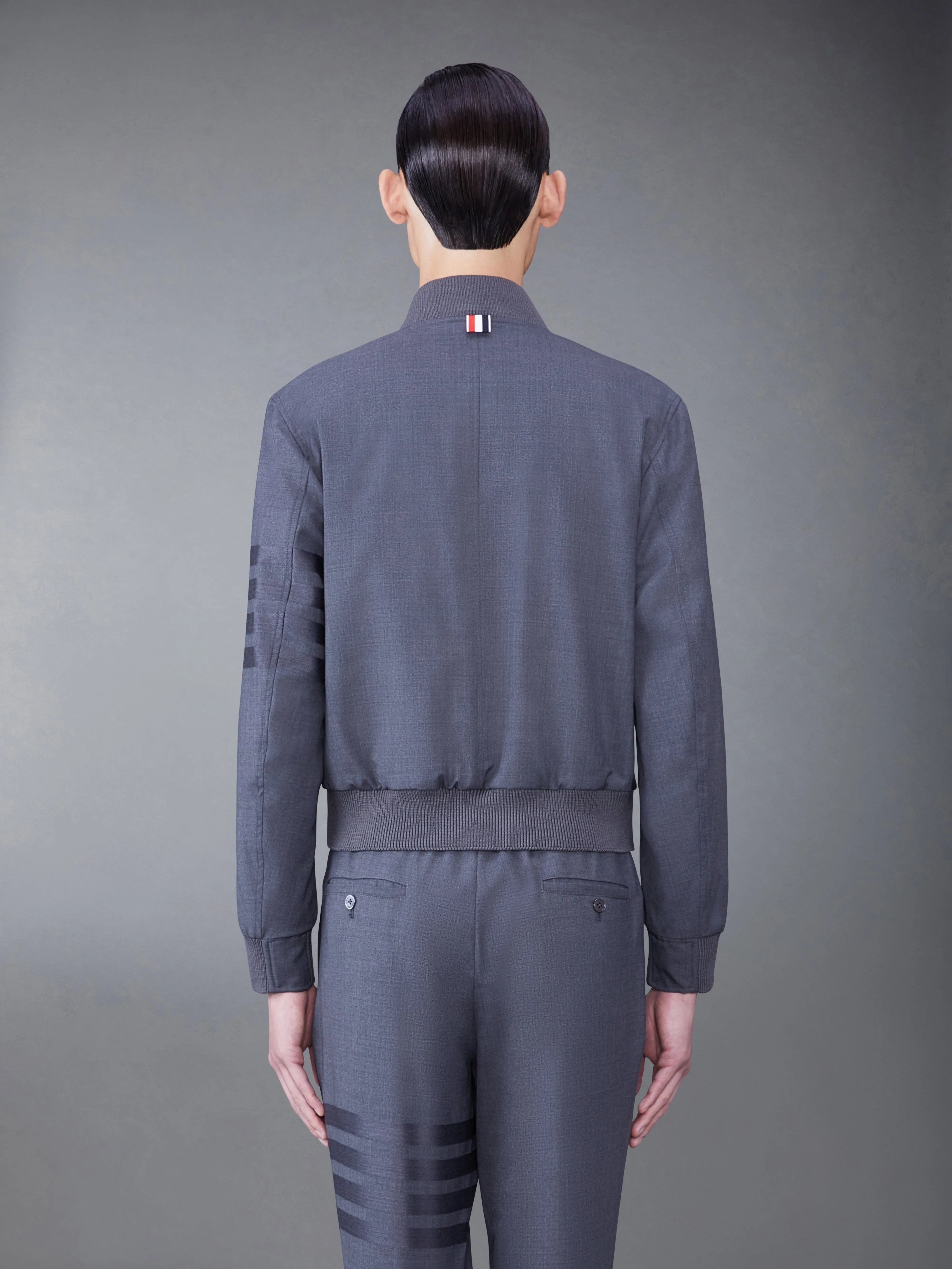 PLAIN WEAVE SUITING 4-BAR BLOUSON JACKET sold by Thom Browne product image thumbnail 2