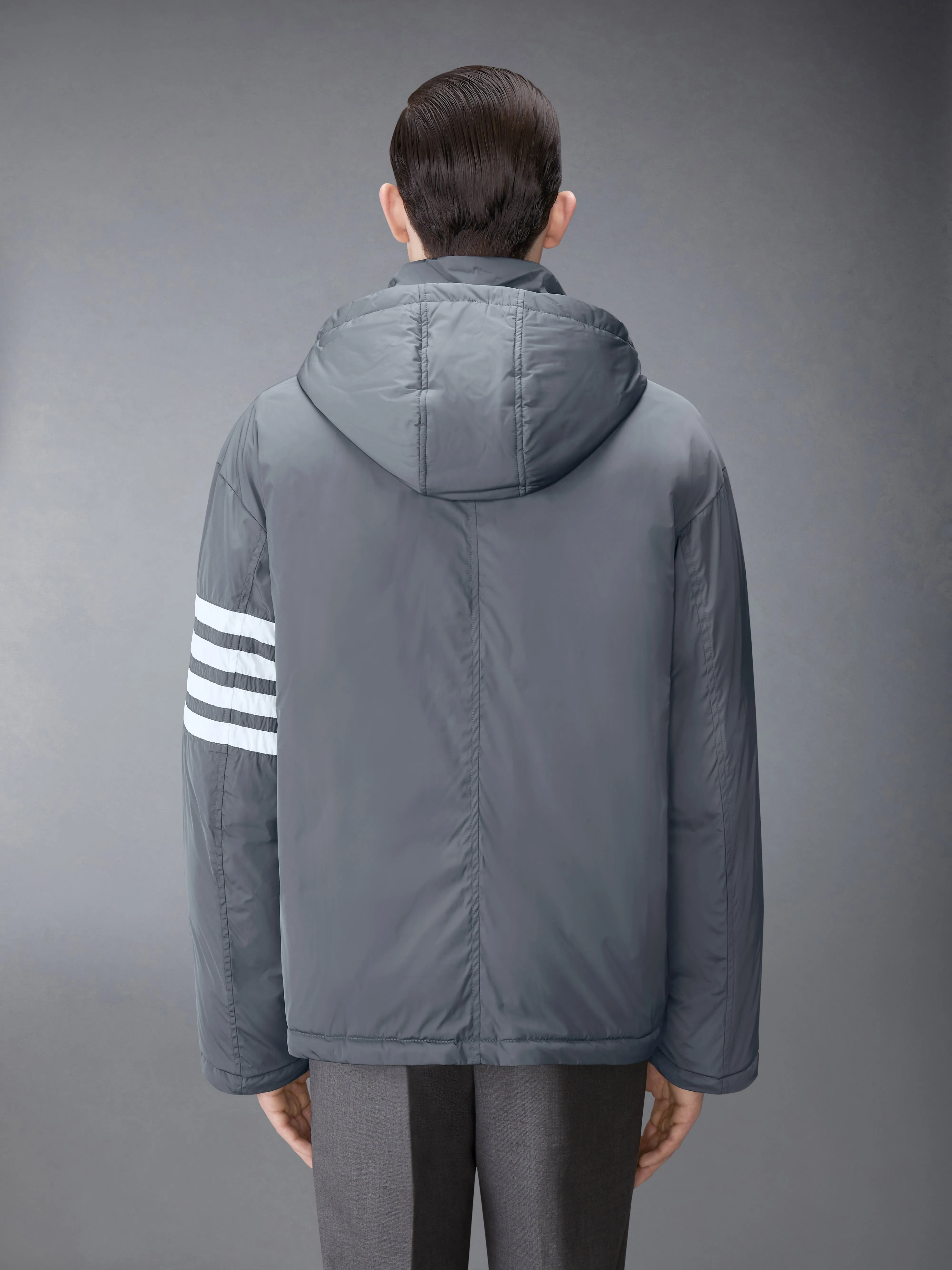 POLY TWILL 4-BAR DOWN FILL ZIP HOODIE JACKET sold by Thom Browne product image thumbnail 2