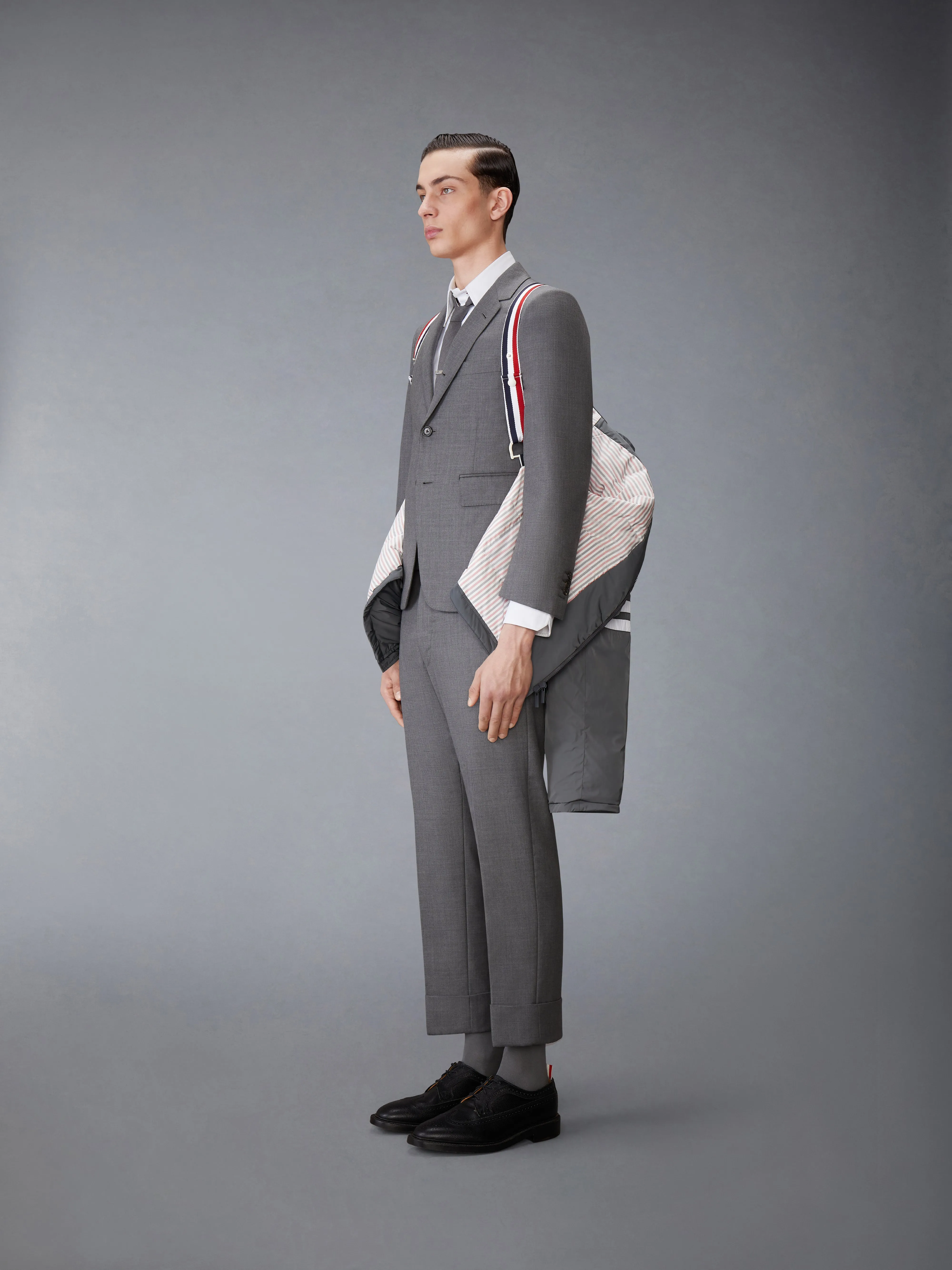 POLY TWILL 4-BAR DOWN FILL ZIP HOODIE JACKET sold by Thom Browne product image thumbnail 4