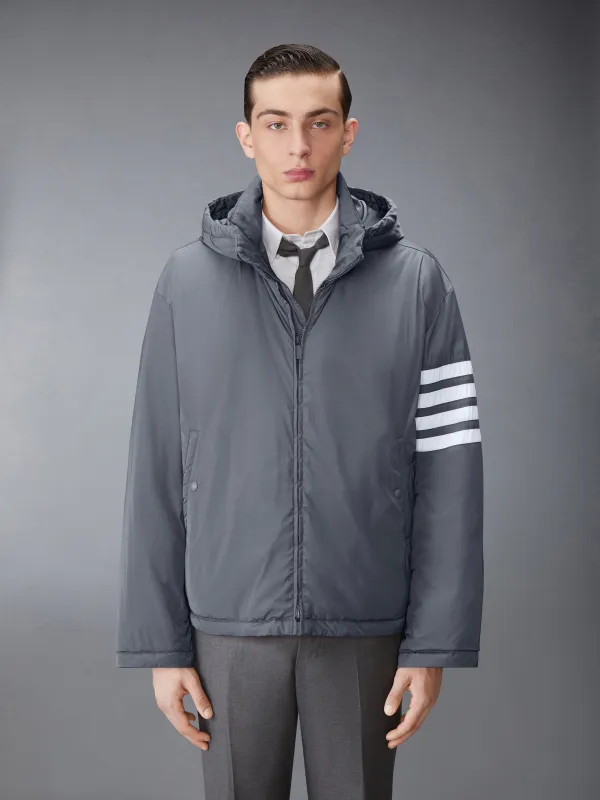 POLY TWILL 4-BAR DOWN FILL ZIP HOODIE JACKET sold by Thom Browne