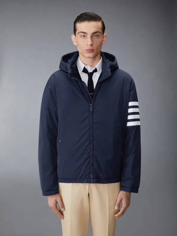 POLY TWILL 4-BAR DOWN FILL ZIP UP HOODED JACKET sold by Thom Browne